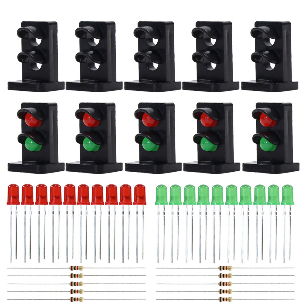 JTD25 10 Sets O Scale 1:50 Target Faces With LEDs for Railway Dwarf signal 2 Aspects