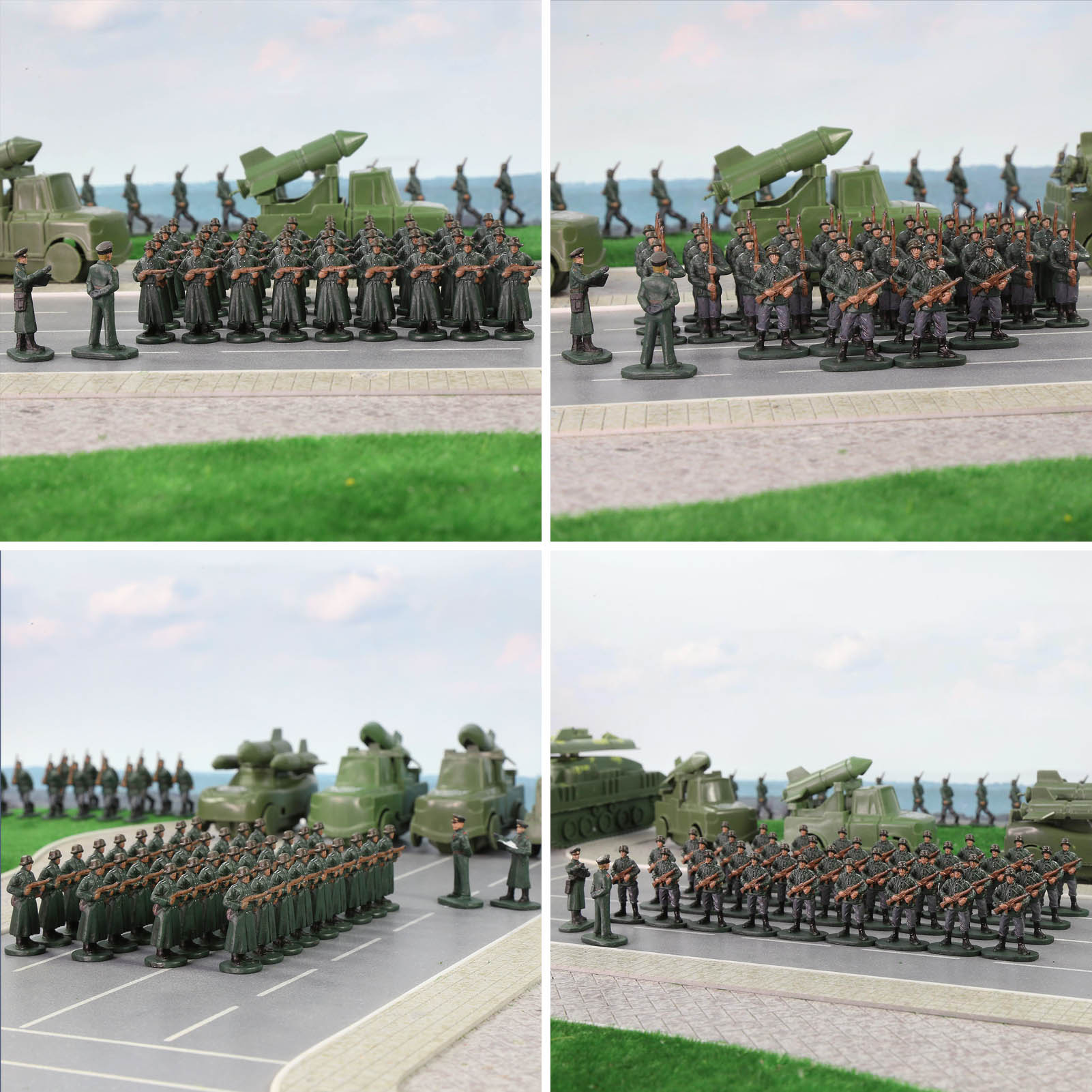 BR87 20pcs HO Scale 1:87 Model 18 Soldiers and 2 Officers Military Figures Army Men Infantry