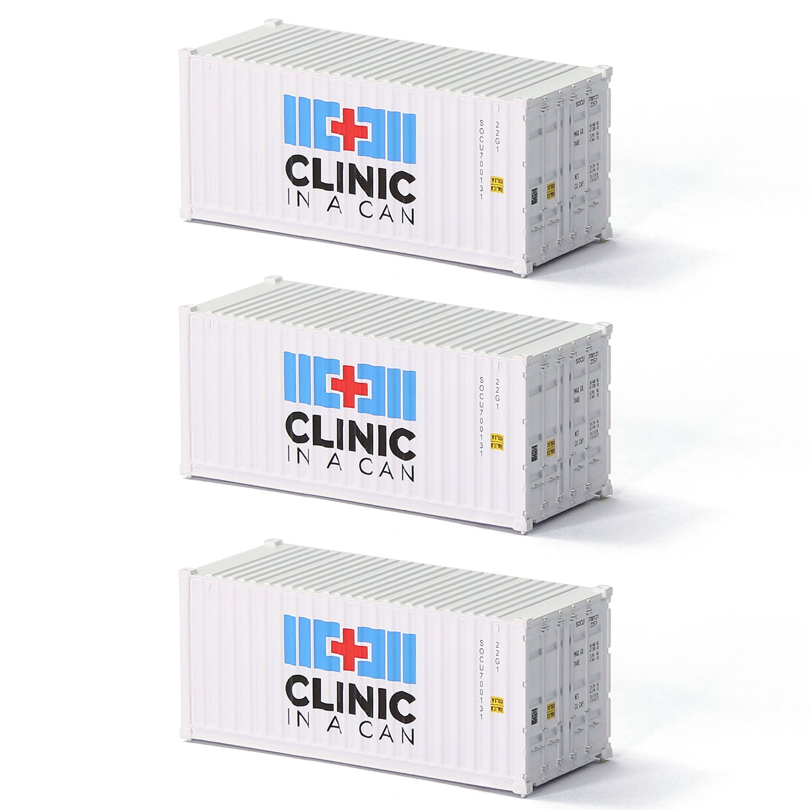 C15007 3pcs N Scale 1:160 20ft Shipping Container