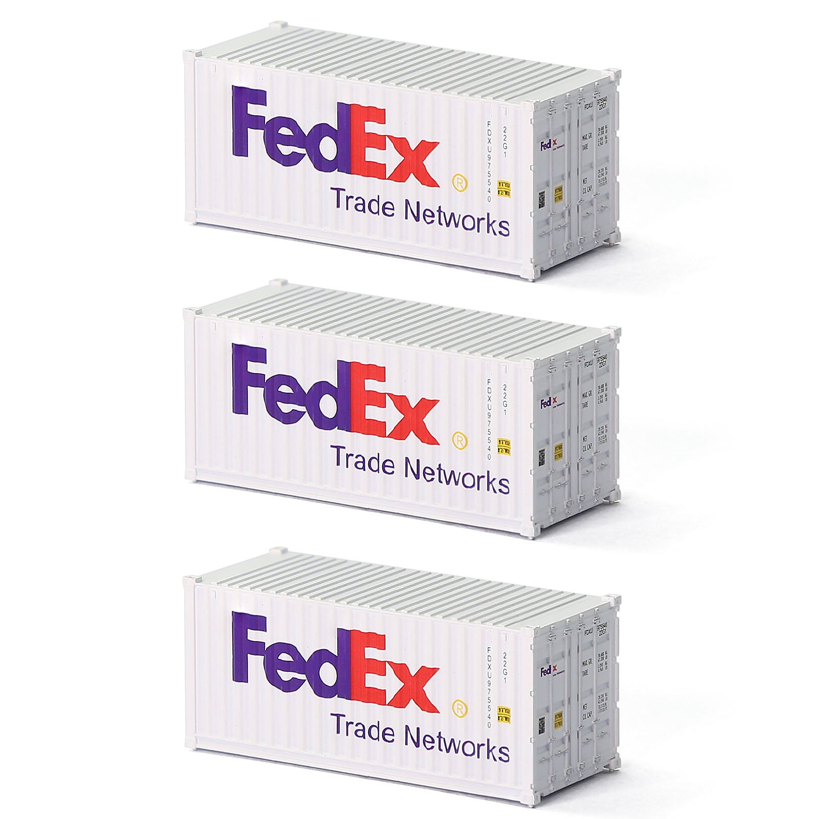 C15007 3pcs N Scale 1:160 20ft Shipping Container