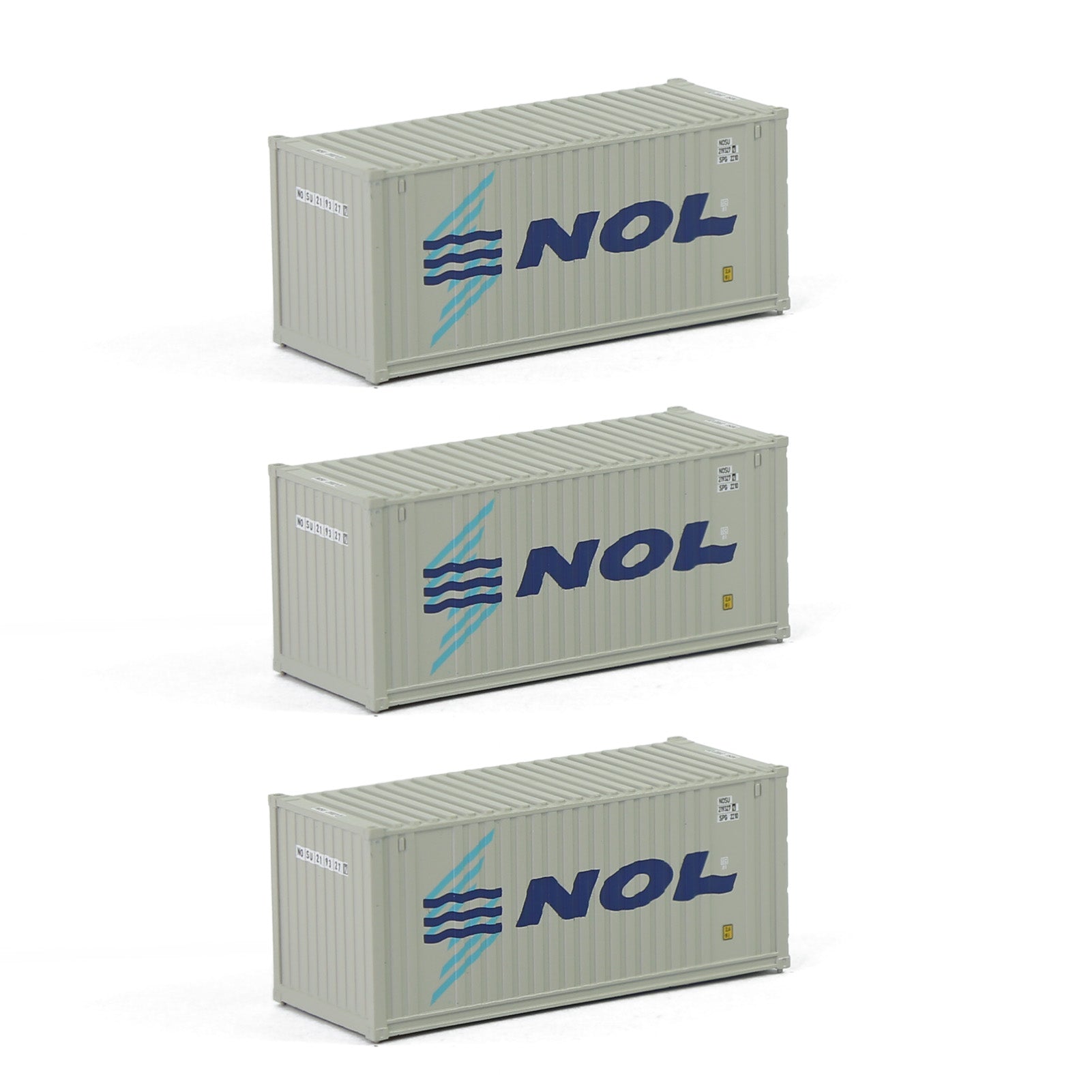 C15007 3pcs N Scale 1:160 20ft Shipping Container