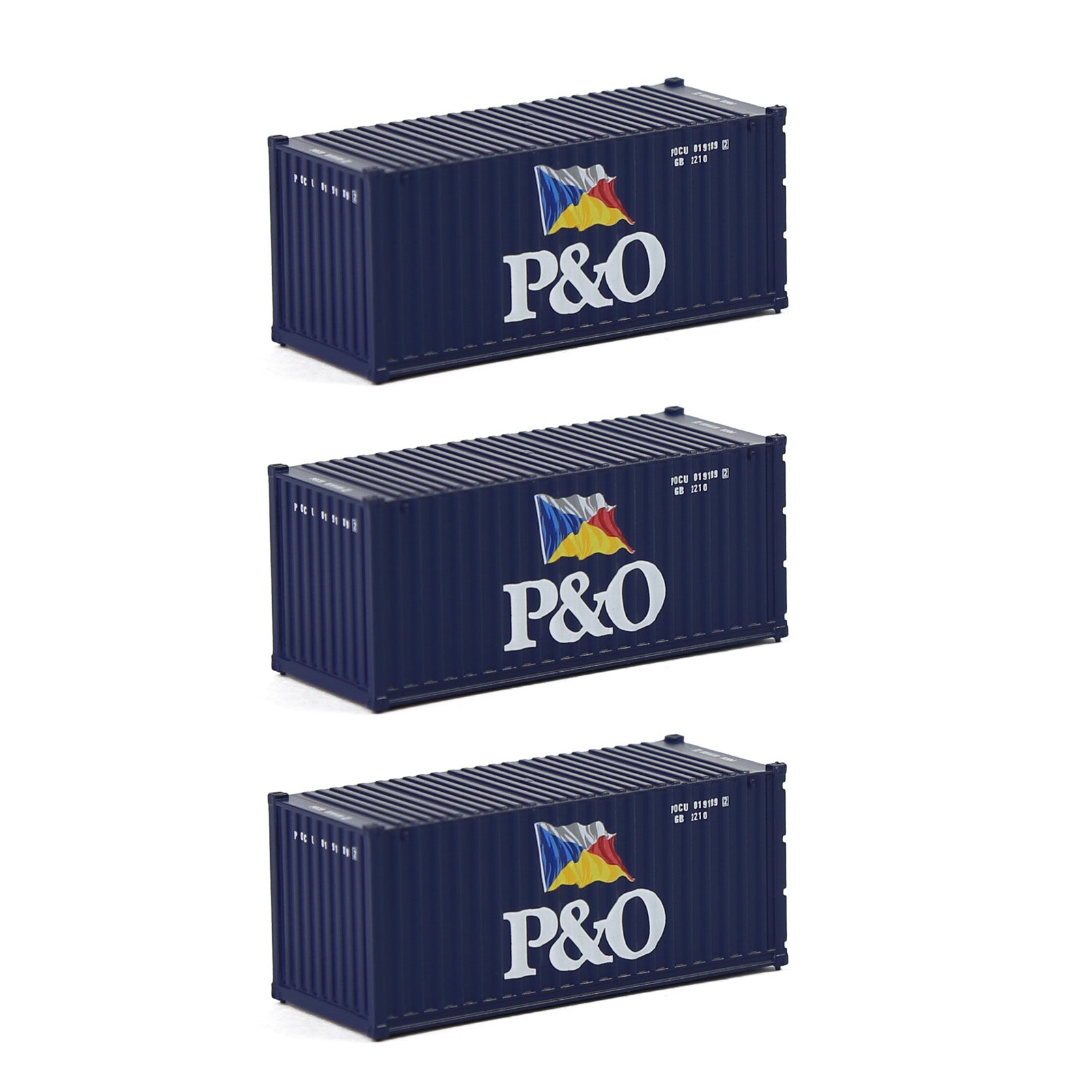 C15007 3pcs N Scale 1:160 20ft Shipping Container