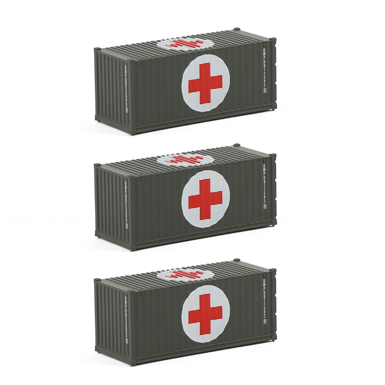 C15007 3pcs N Scale 1:160 20ft Shipping Container