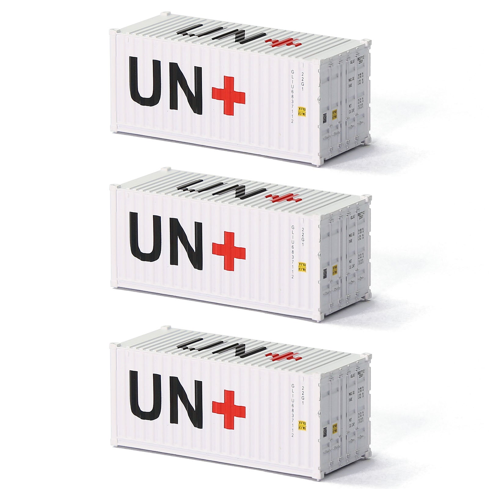 C15007 3pcs N Scale 1:160 20ft Shipping Container