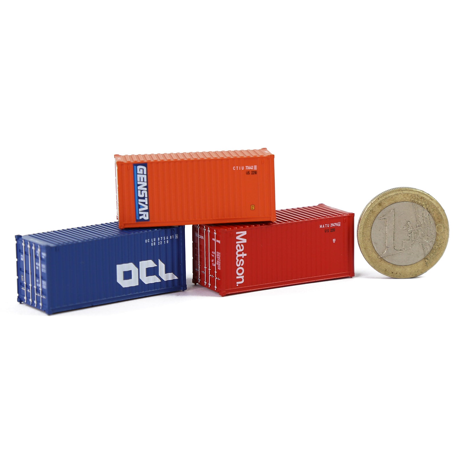C15007 3pcs N Scale 1:160 20ft Shipping Container