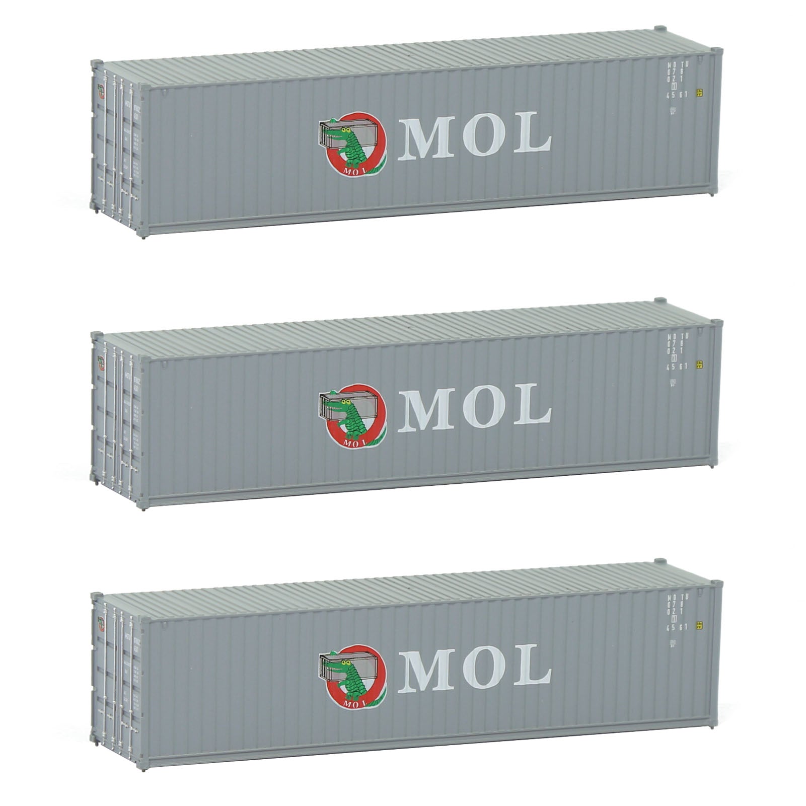 C15008 3pcs N Scale 1:160 40ft Shipping Container Model Railway