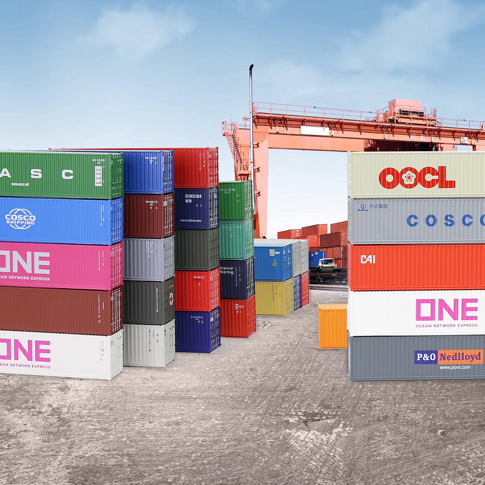 C15008 3pcs N Scale 1:160 40ft Shipping Container Model Railway