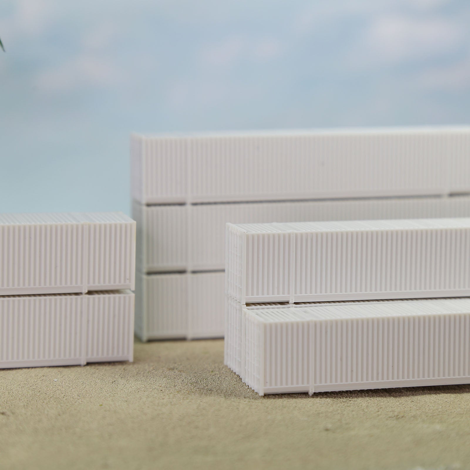 C15009JJ 9pcs N Scale 1:160 Uncolored 53ft Blank Shipping Container 53' Cargo Box