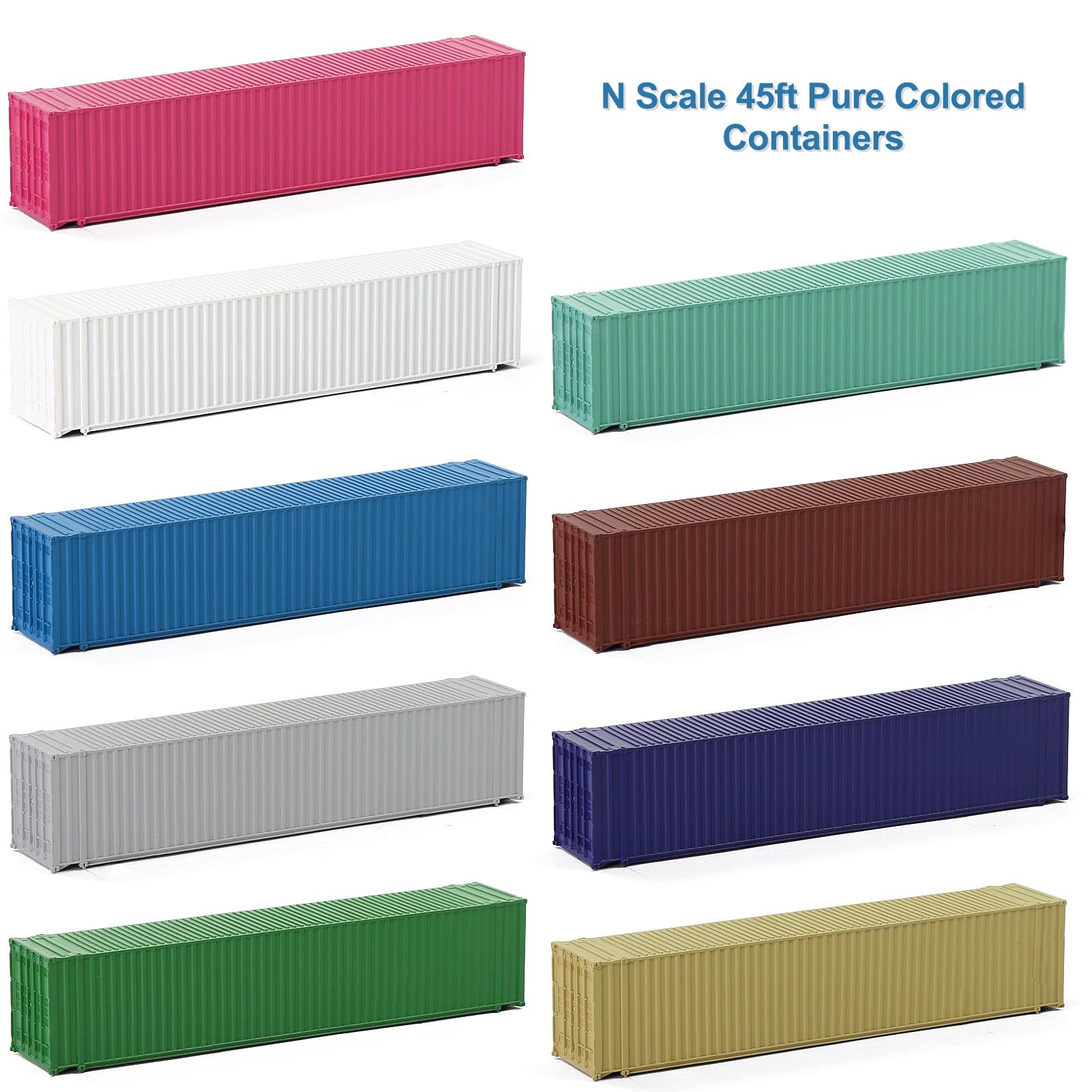 C15010 9pcs N Scale 1:160 45ft Pure Color Shipping Container
