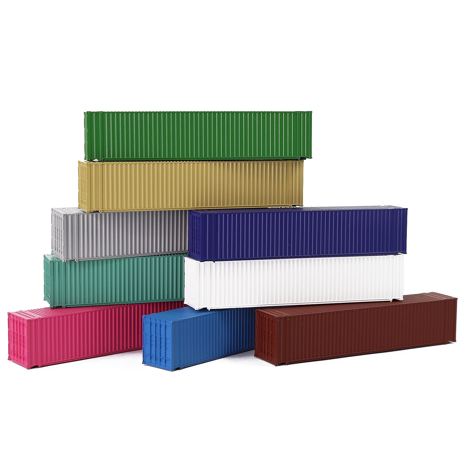 C15010 9pcs N Scale 1:160 45ft Pure Color Shipping Container