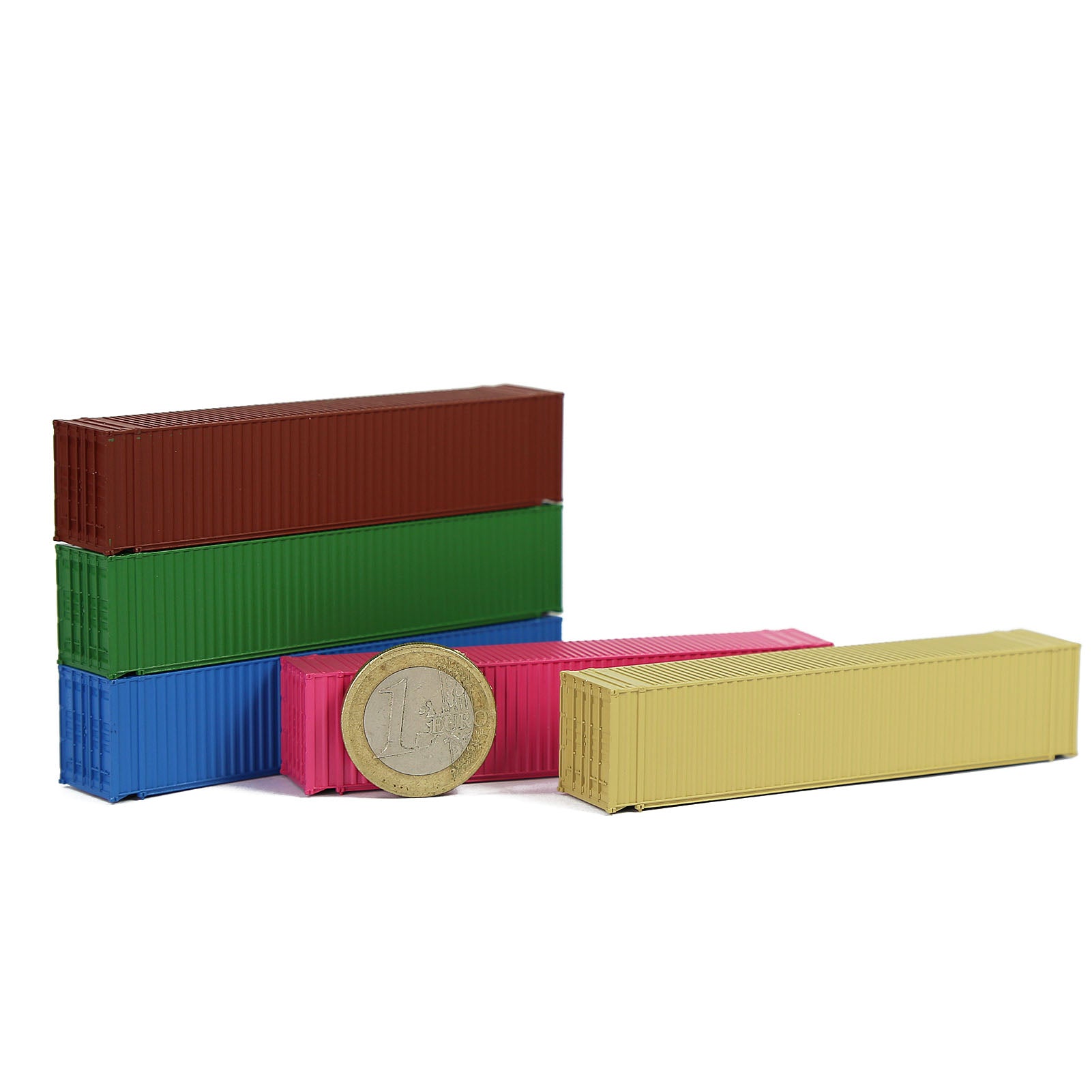 C15010 9pcs N Scale 1:160 45ft Pure Color Shipping Container