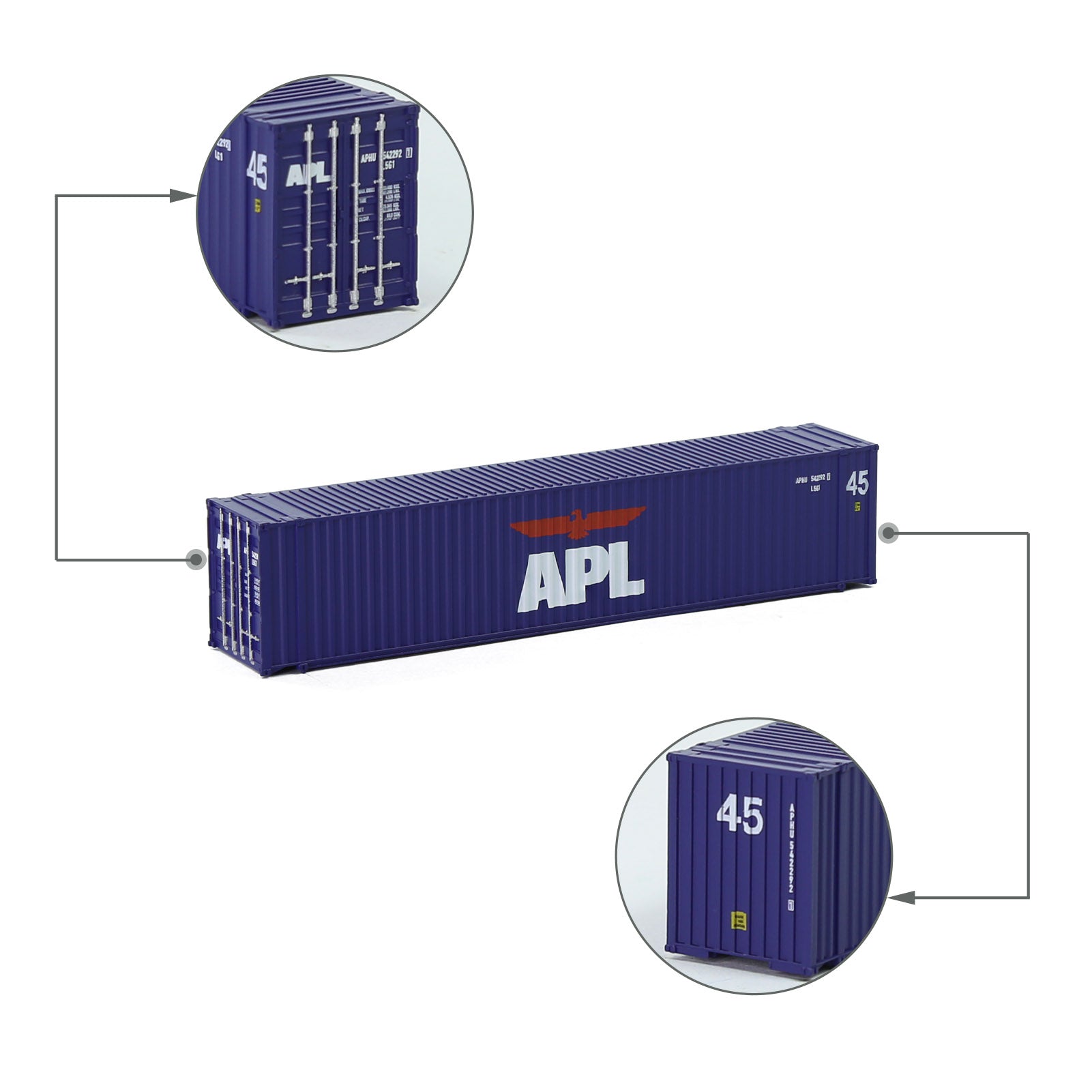 C15010 3pcs N Scale 1:160 45ft Shipping Container with Magets
