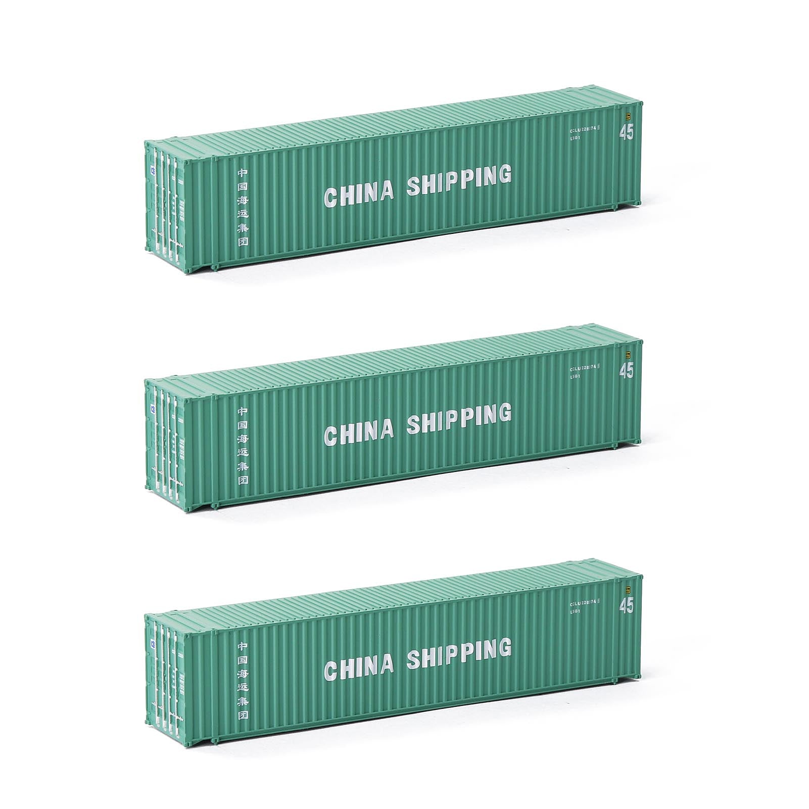 C15010 3pcs N Scale 1:160 45ft Shipping Container with Magets