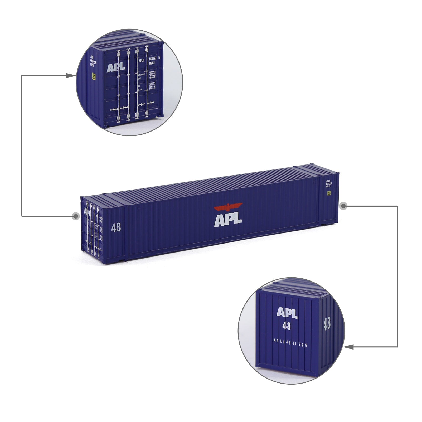 C15019 3pcs N Scale 1:160 Shipping Container 48ft Cargo Box with Magets