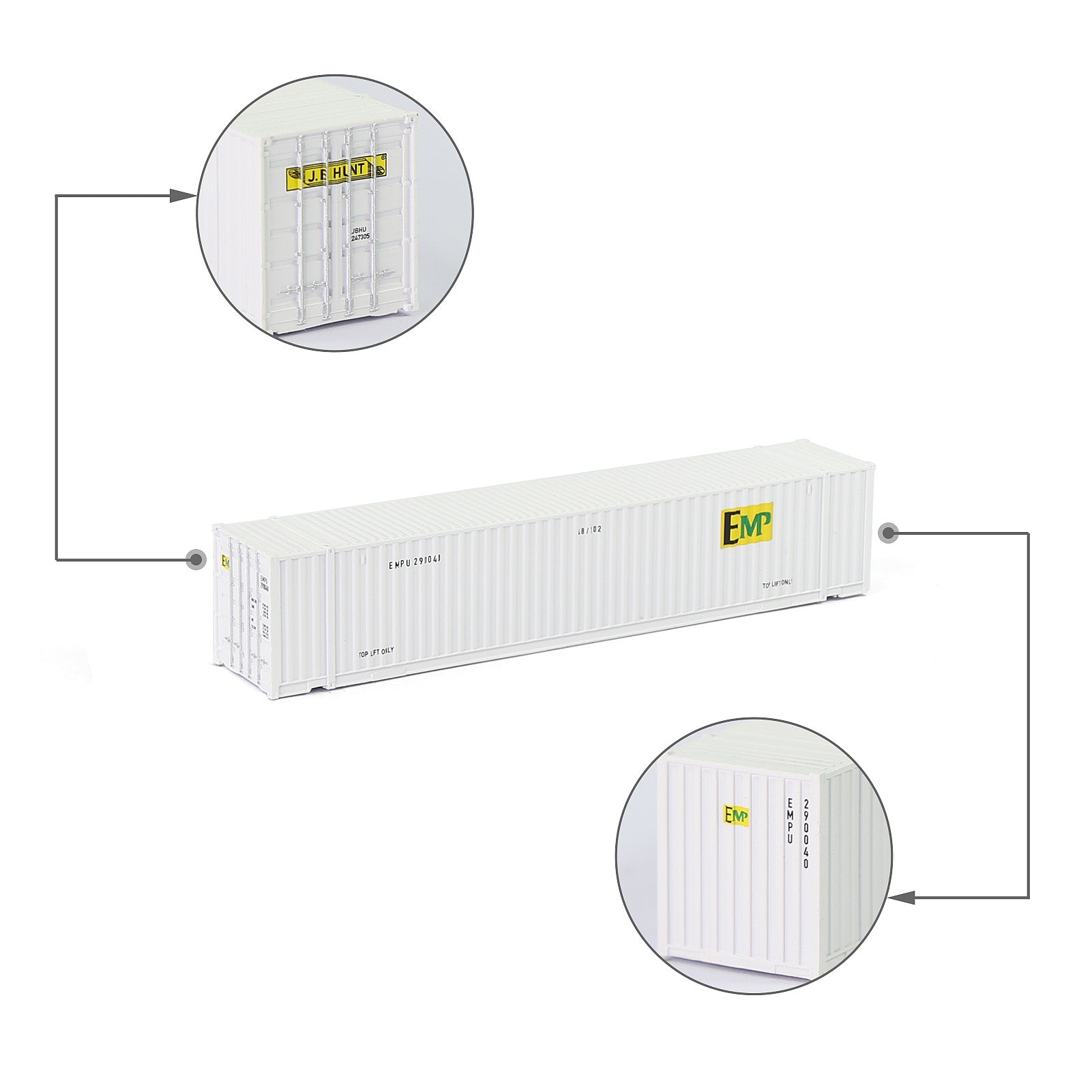 C15019 3pcs N Scale 1:160 Shipping Container 48ft Cargo Box with Magets