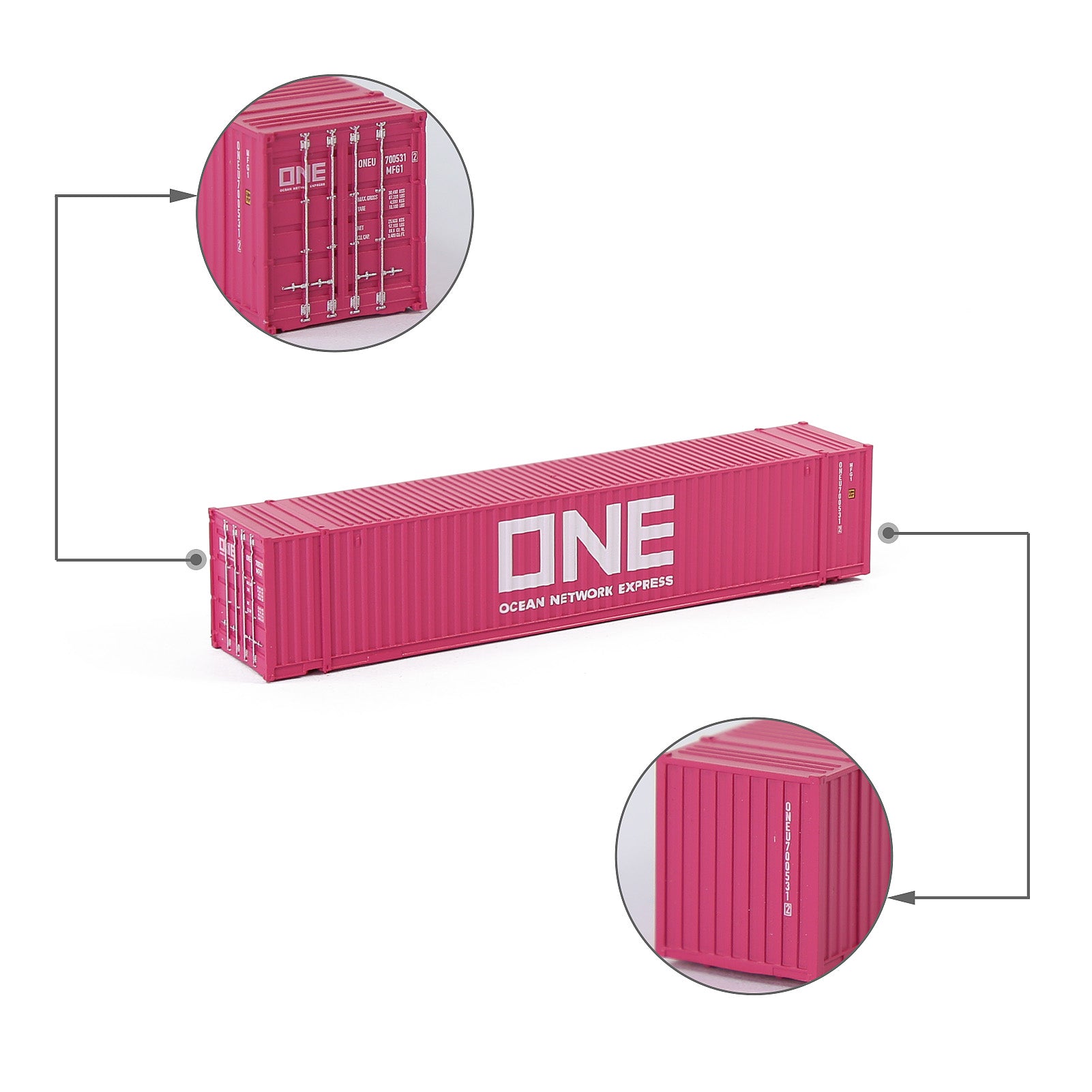 C15019 3pcs N Scale 1:160 Shipping Container 48ft Cargo Box with Magets