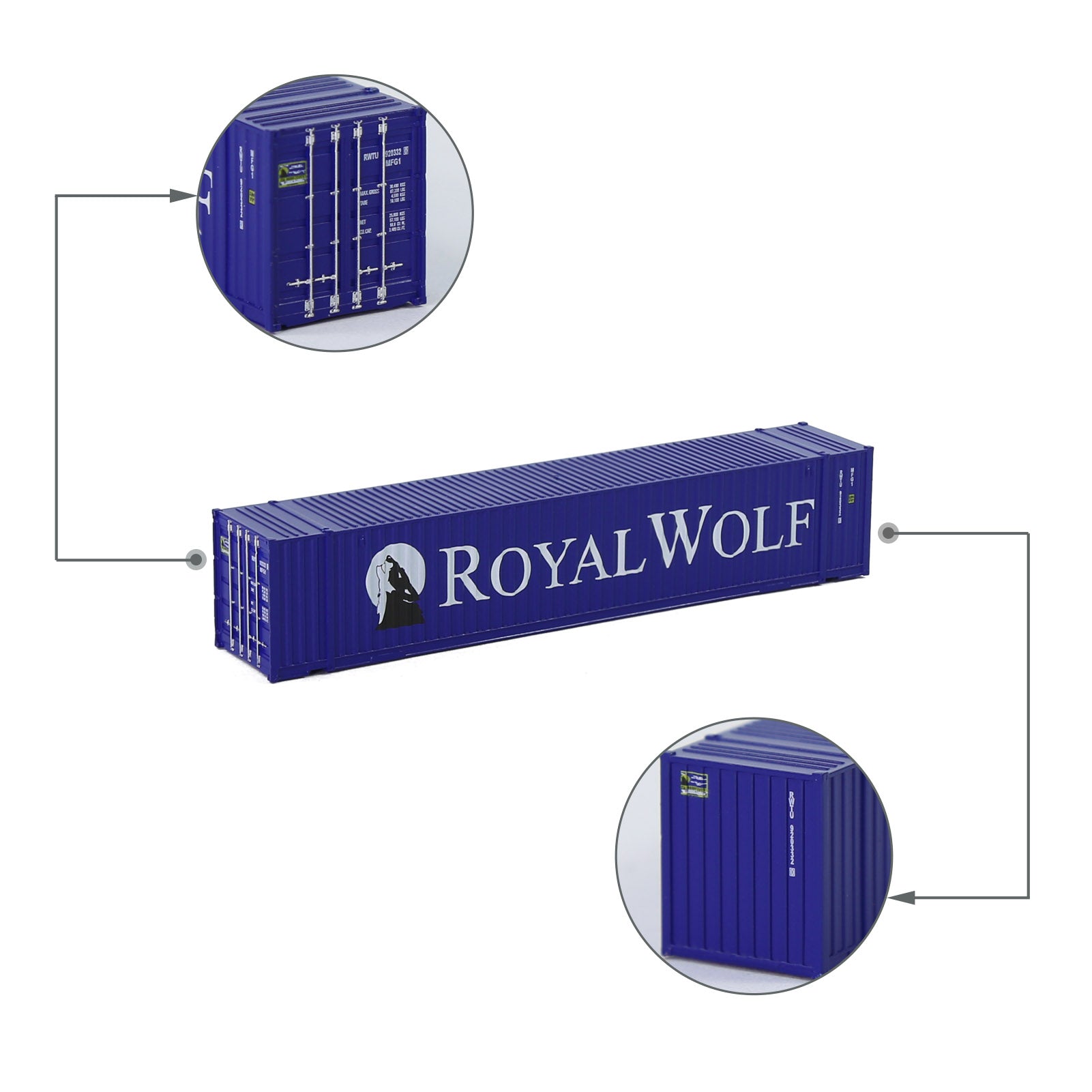 C15019 3pcs N Scale 1:160 Shipping Container 48ft Cargo Box with Magets