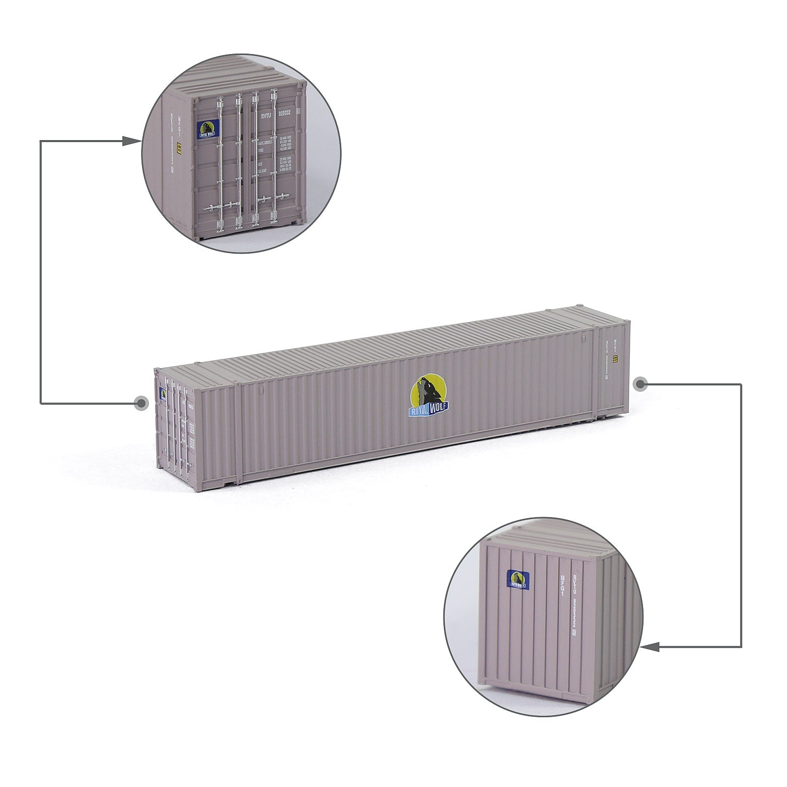 C15019 3pcs N Scale 1:160 Shipping Container 48ft Cargo Box with Magets