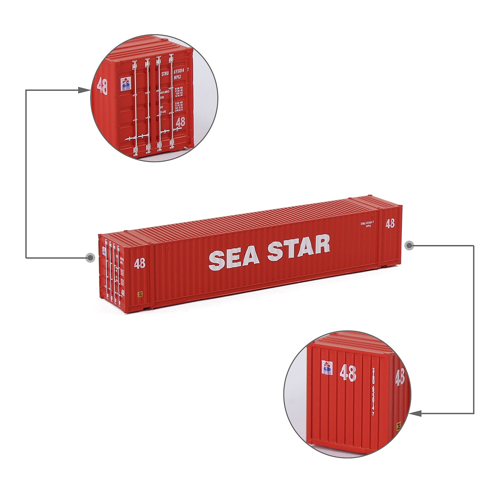C15019 3pcs N Scale 1:160 Shipping Container 48ft Cargo Box with Magets