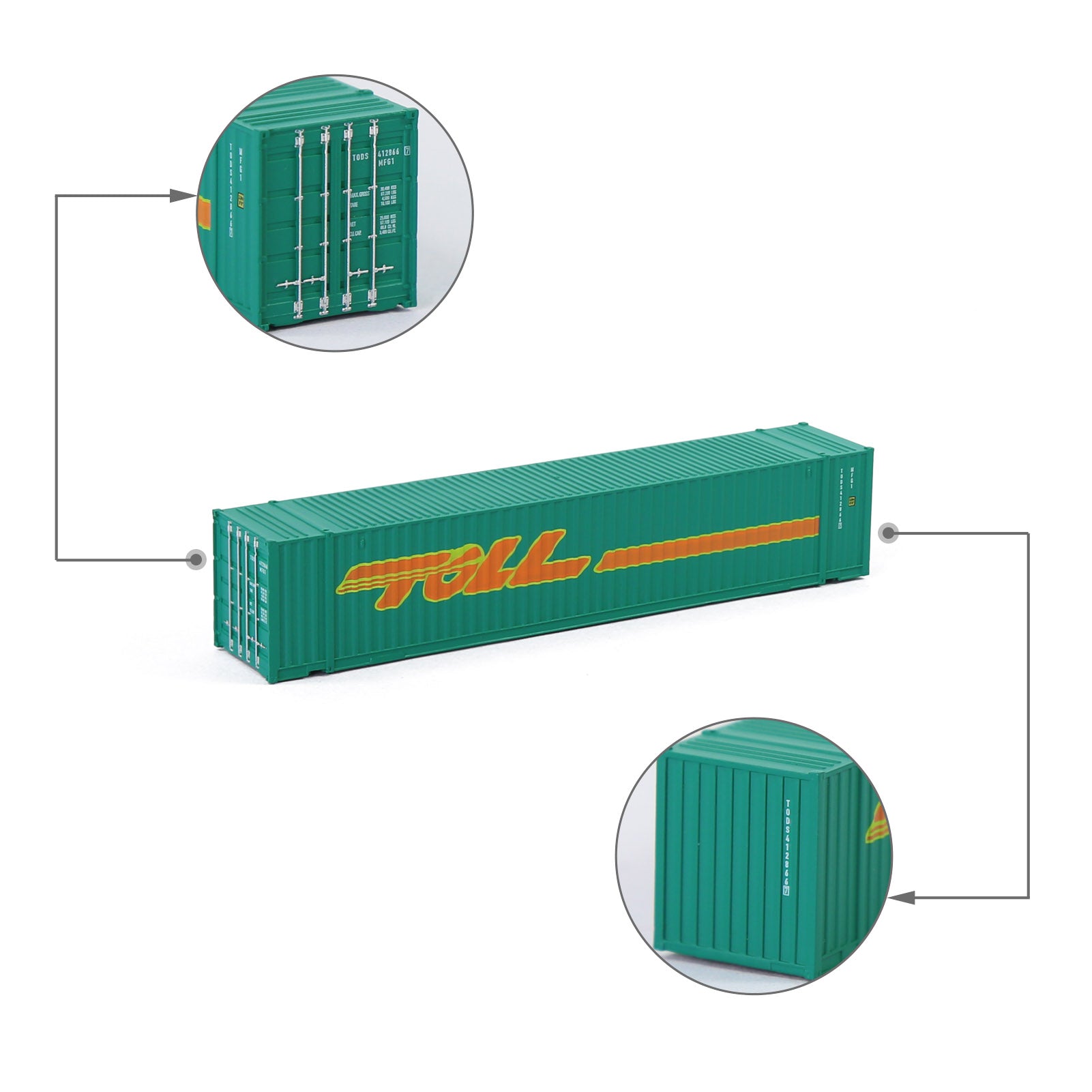 C15019 3pcs N Scale 1:160 Shipping Container 48ft Cargo Box with Magets