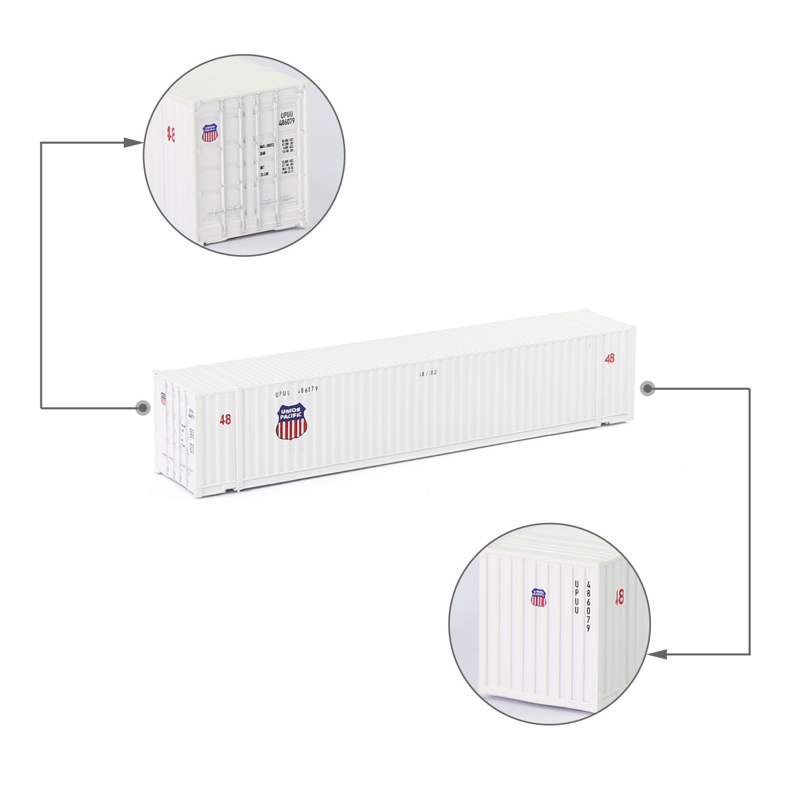 C15019 3pcs N Scale 1:160 Shipping Container 48ft Cargo Box with Magets