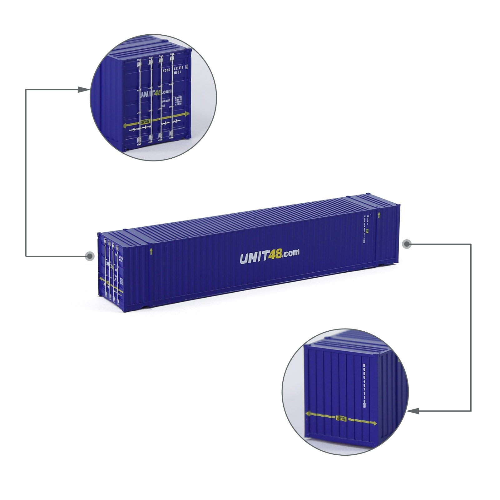 C15019 3pcs N Scale 1:160 Shipping Container 48ft Cargo Box with Magets