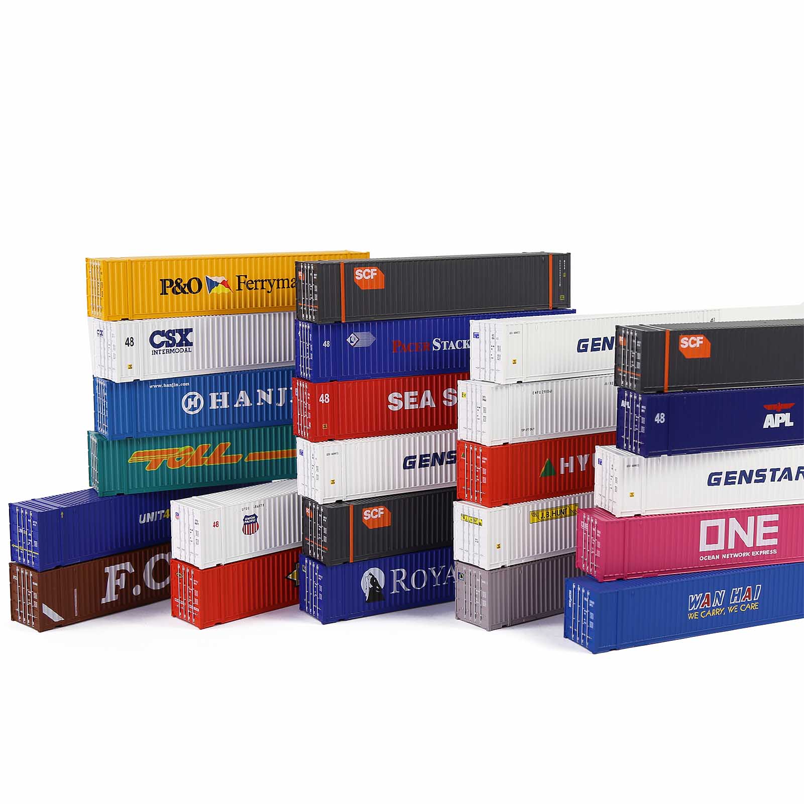 C15019 3pcs N Scale 1:160 Shipping Container 48ft Cargo Box with Magets