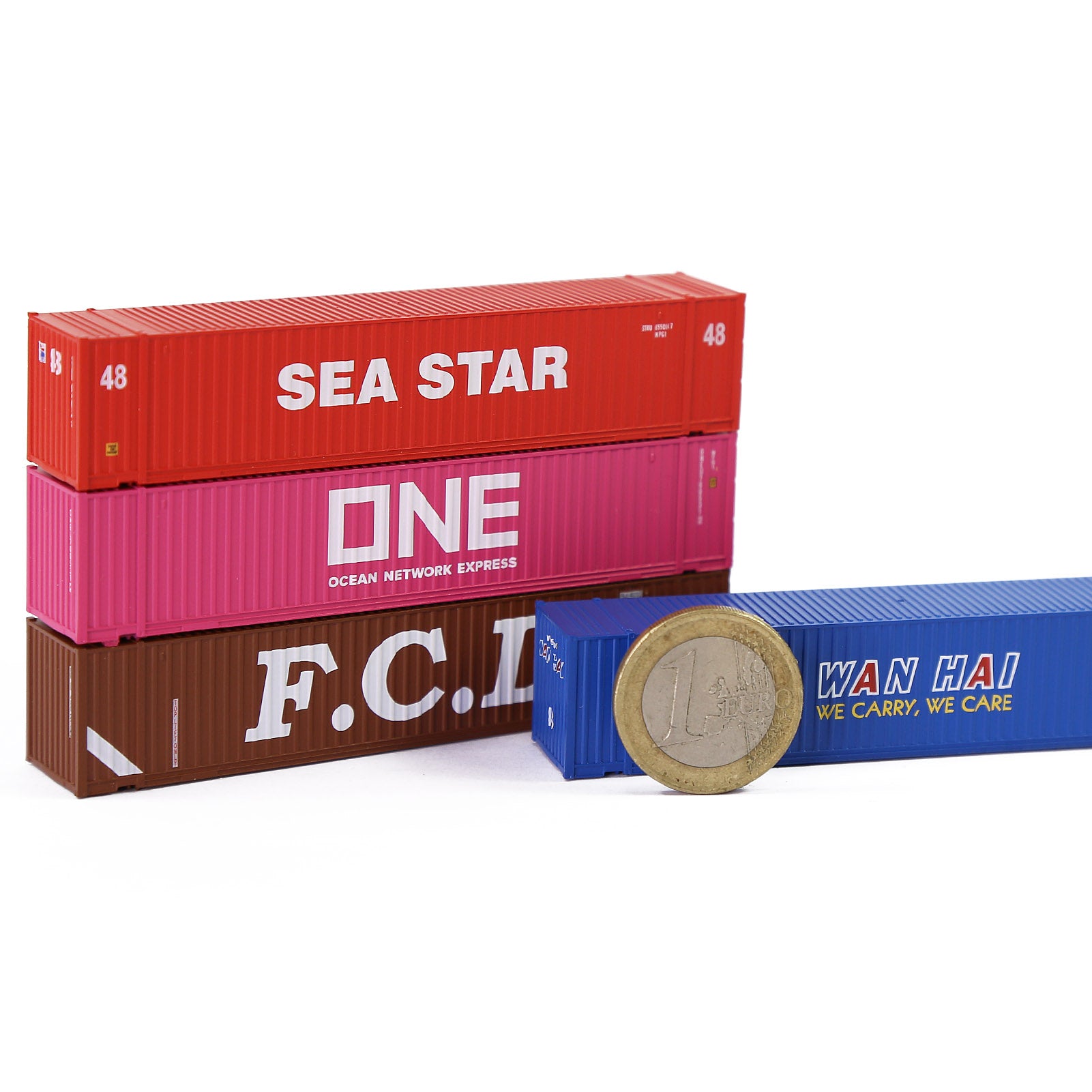 C15019 3pcs N Scale 1:160 Shipping Container 48ft Cargo Box with Magets
