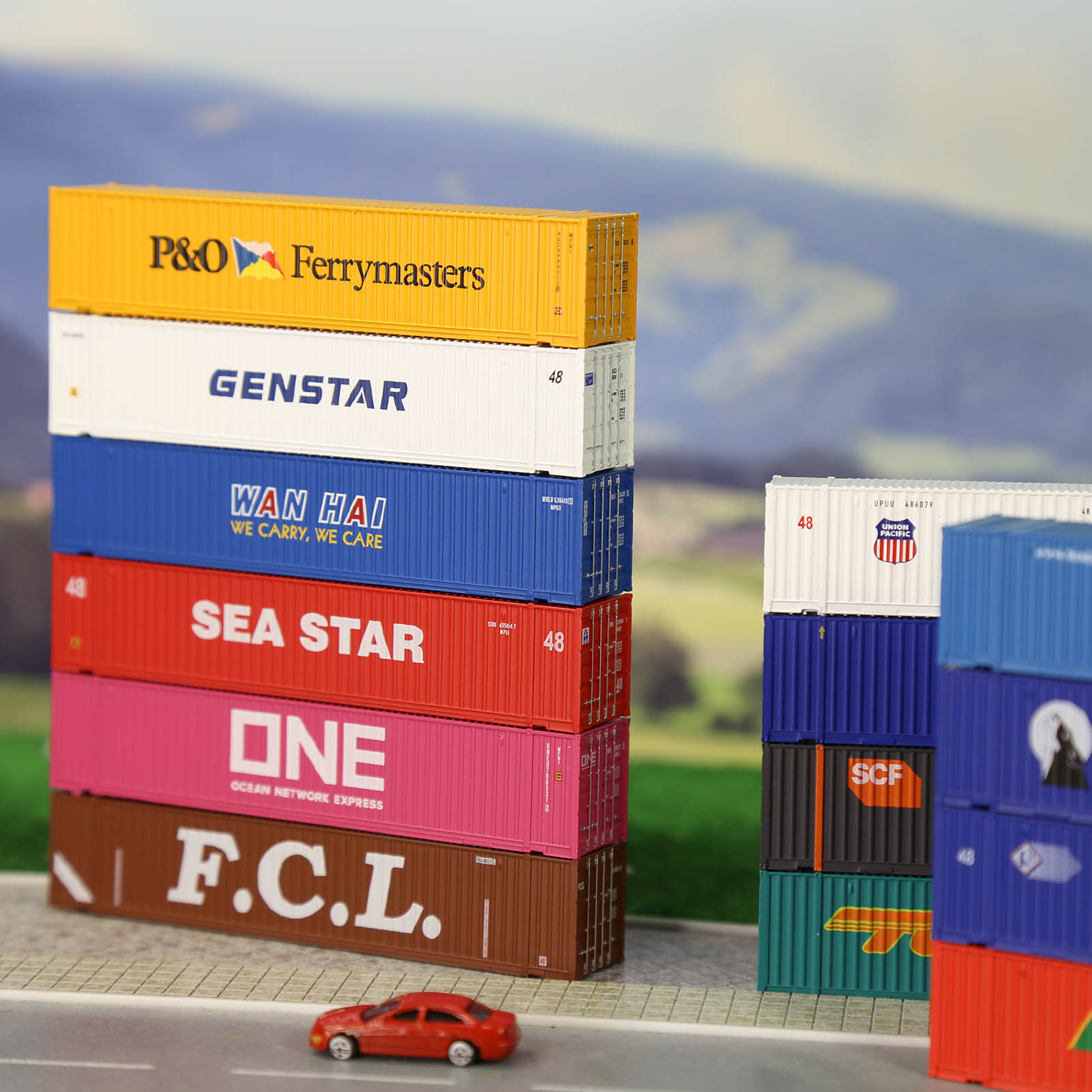 C15019 3pcs N Scale 1:160 Shipping Container 48ft Cargo Box with Magets