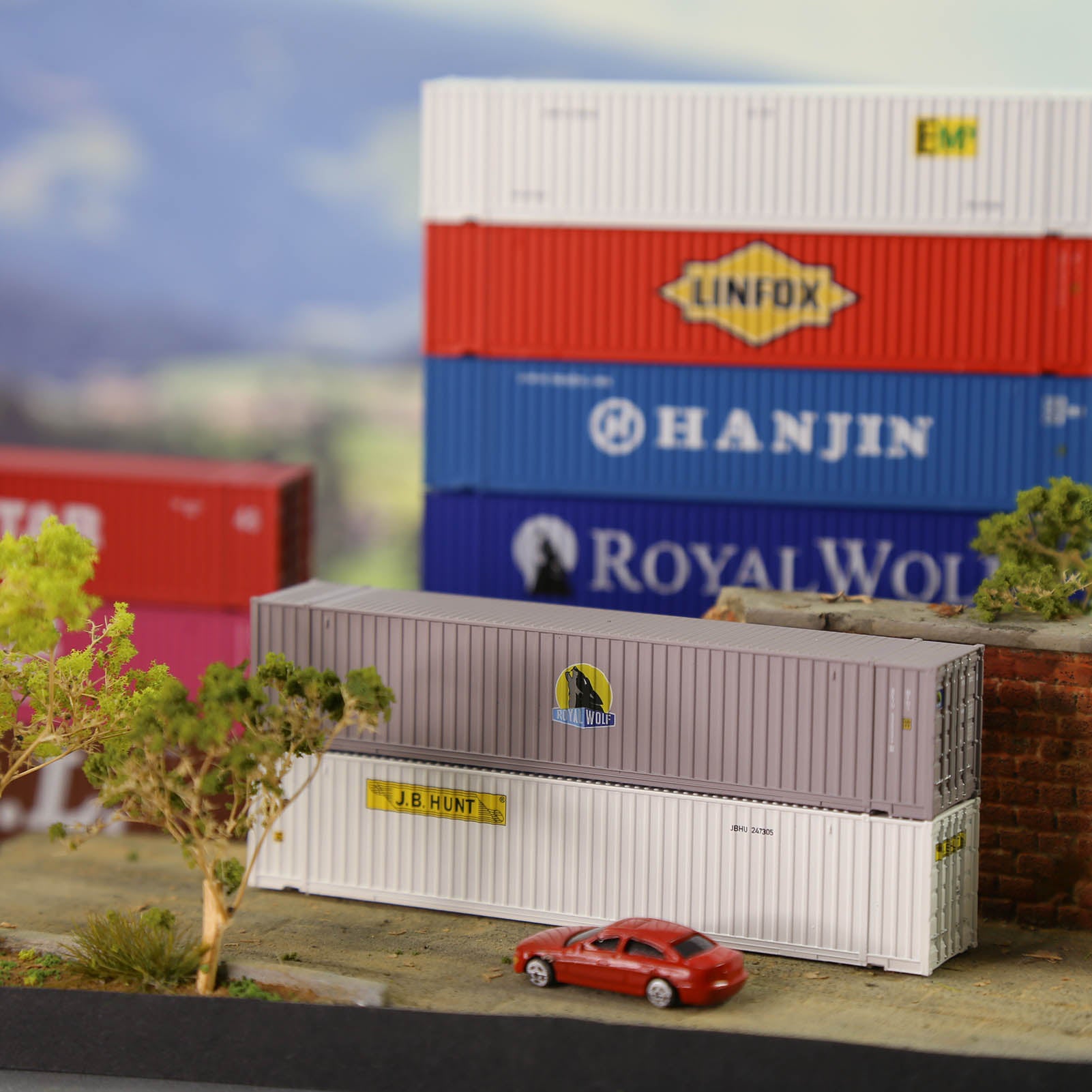 C15019 3pcs N Scale 1:160 Shipping Container 48ft Cargo Box with Magets