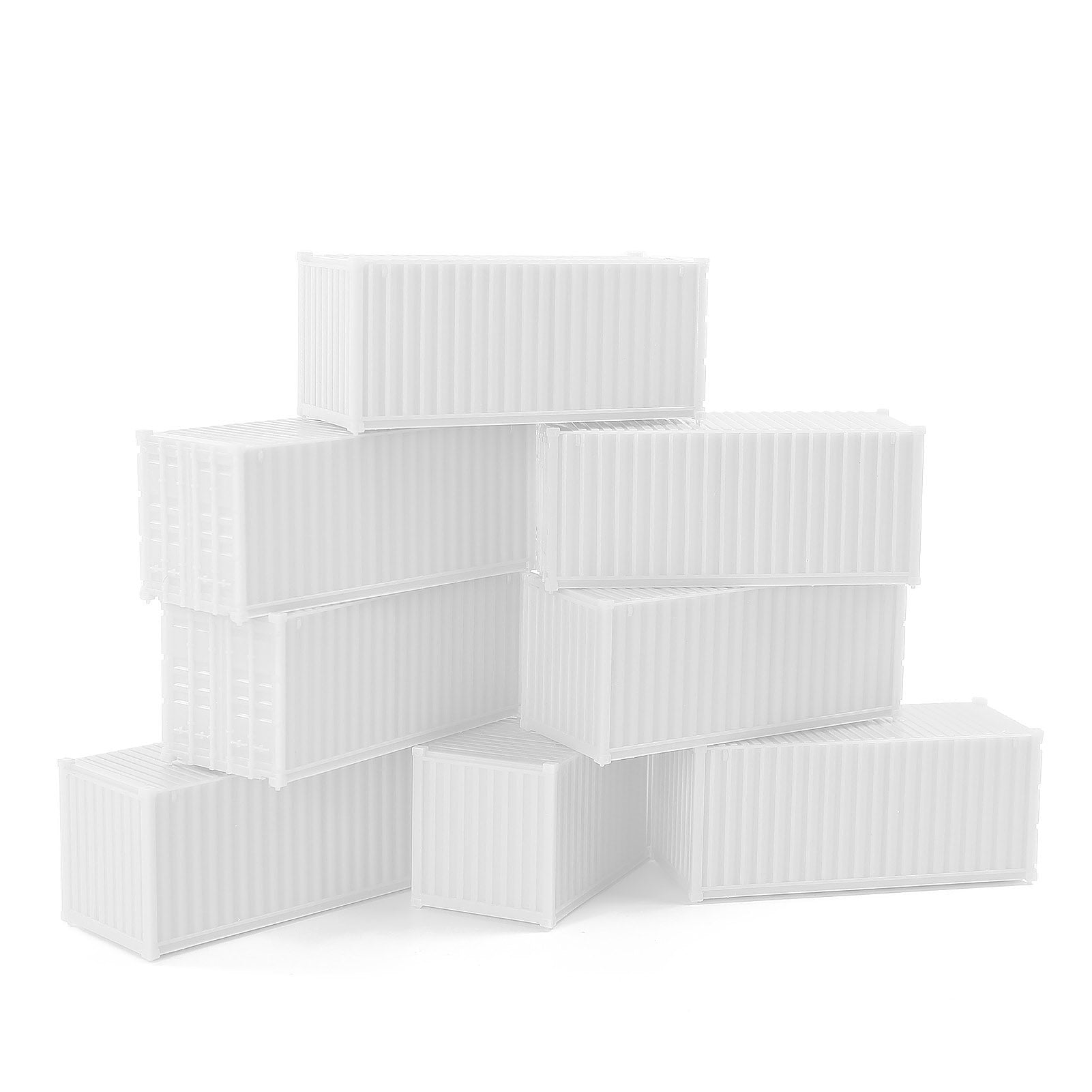 C8720JJ 8pcs HO Scale 1:87 Shipping Container 20ft Blank Uncolored 20' Cargo Box