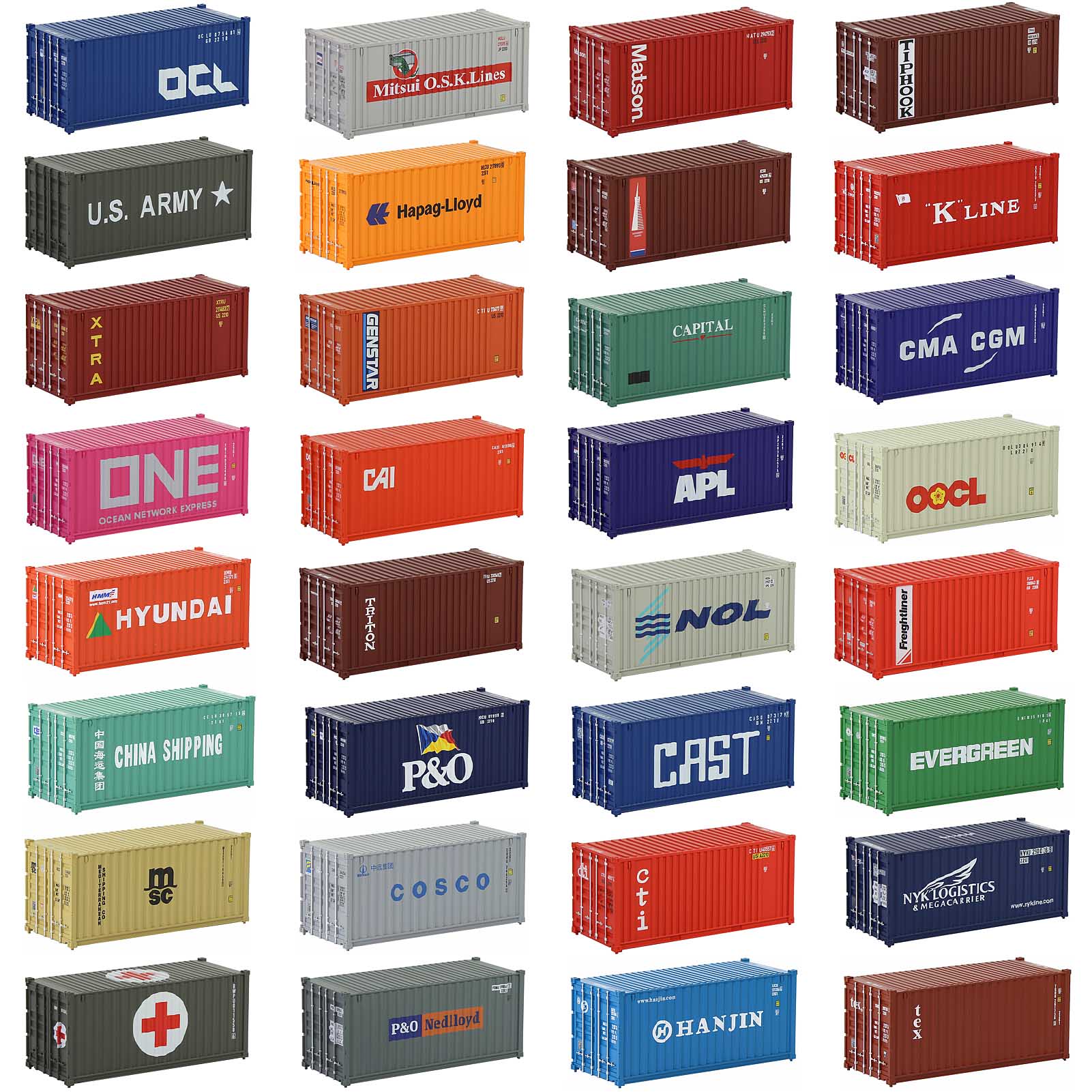 C8726 1pc HO Scale 1:87 20ft Painted Shipping Container