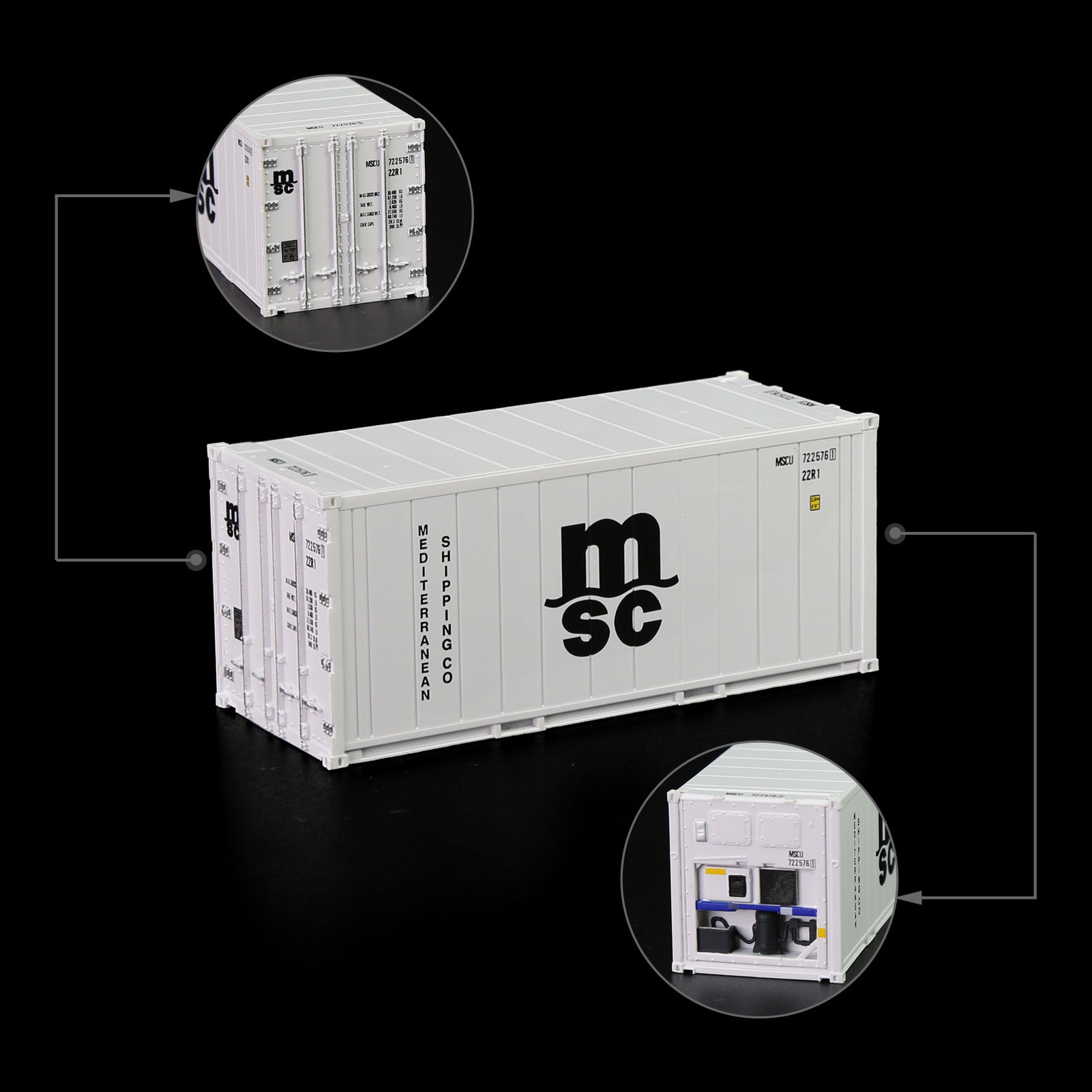 C8727 1pc HO Scale 1:87 20ft Hi-Cube Reefer Shipping Container