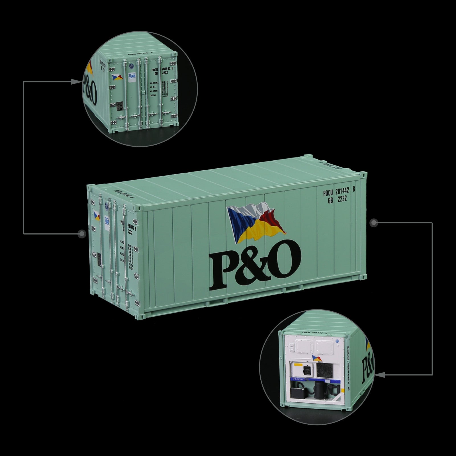 C8727 1pc HO Scale 1:87 20ft Hi-Cube Reefer Shipping Container