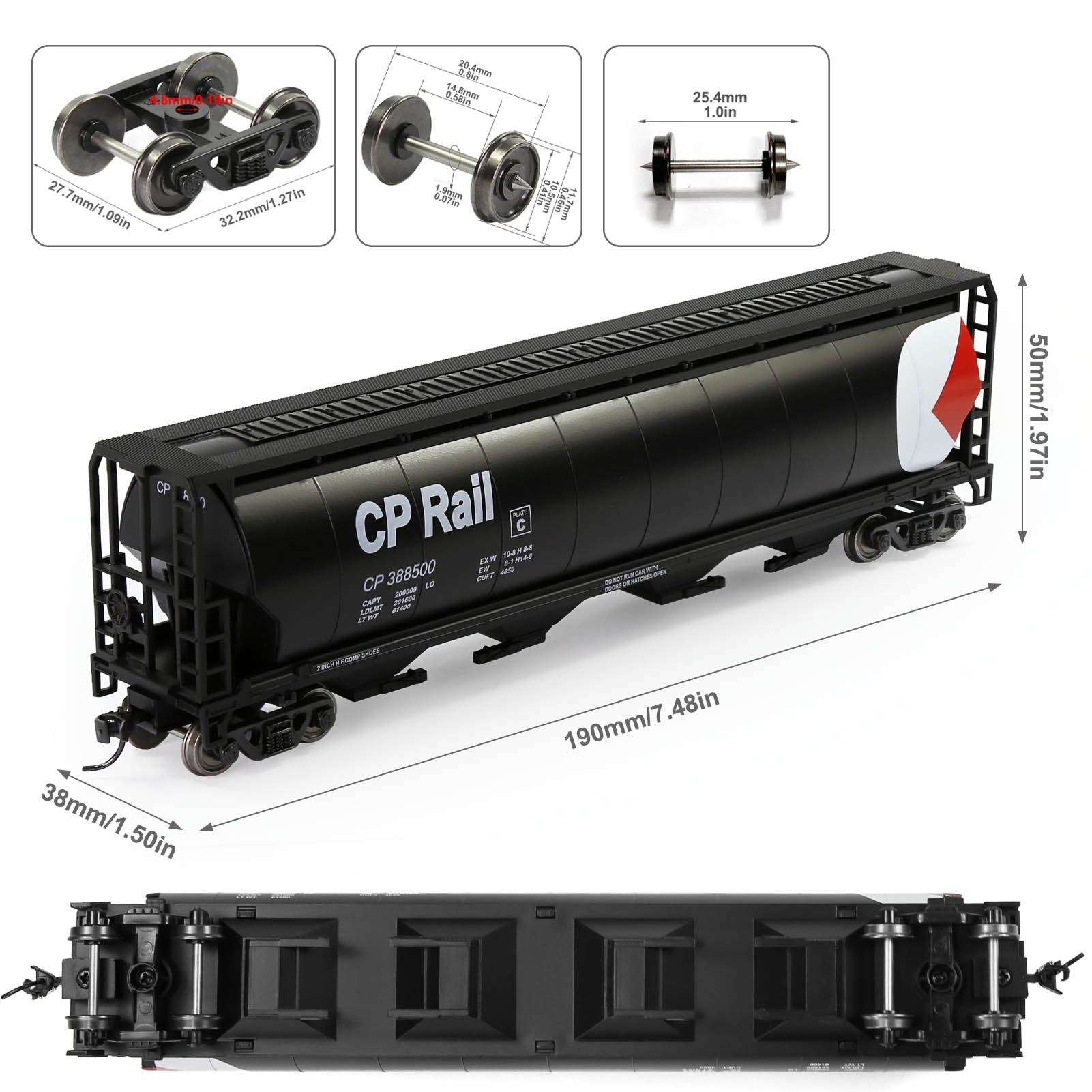 C8744 1 Piece HO Scale 1:87 Cylindrical Covered Grain Hopper Car Rolling Stock