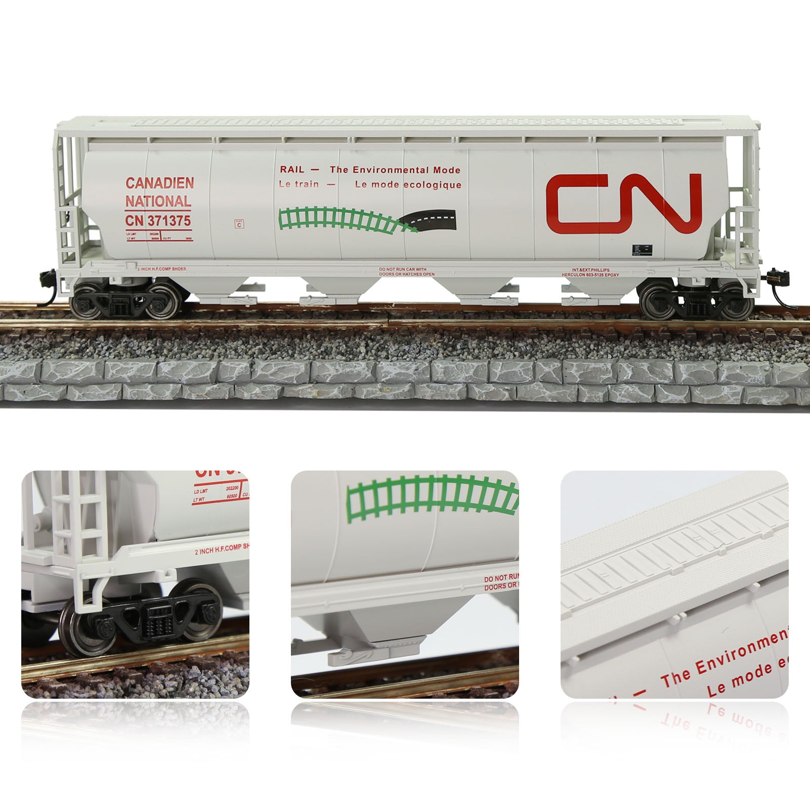 C8744 1 Piece HO Scale 1:87 Cylindrical Covered Grain Hopper Car Rolling Stock