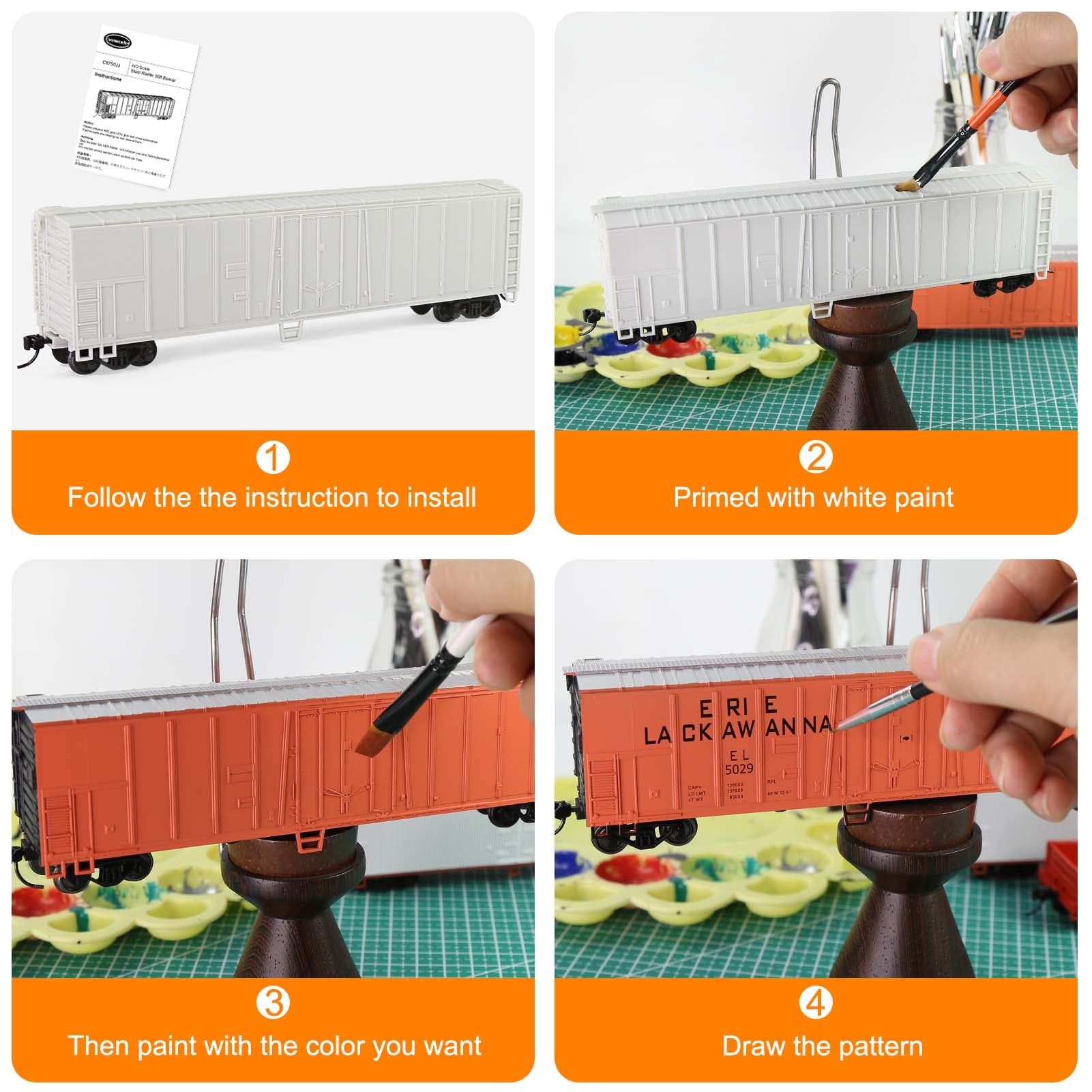 C8750JJ 1 Unit HO Scale 1:87 50' Steel Reefer Unassembled Plastic Wheels for Model Railway