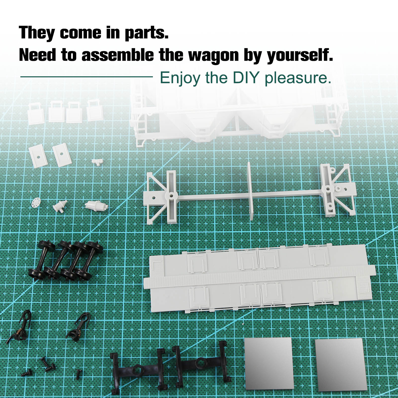 C8760JJ 1pc HO Scale 1:87 Blank Unassembled White 2-Bay Covered Hopper Car