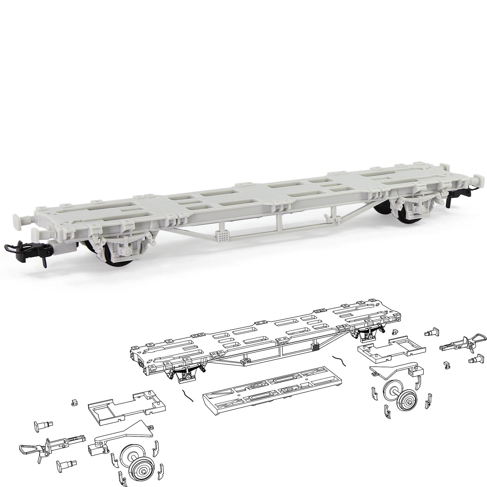 C8761JJ 1 Unit HO Scale 1:87 Model Trains EU Flat Car Disassembled Plastic Wheels