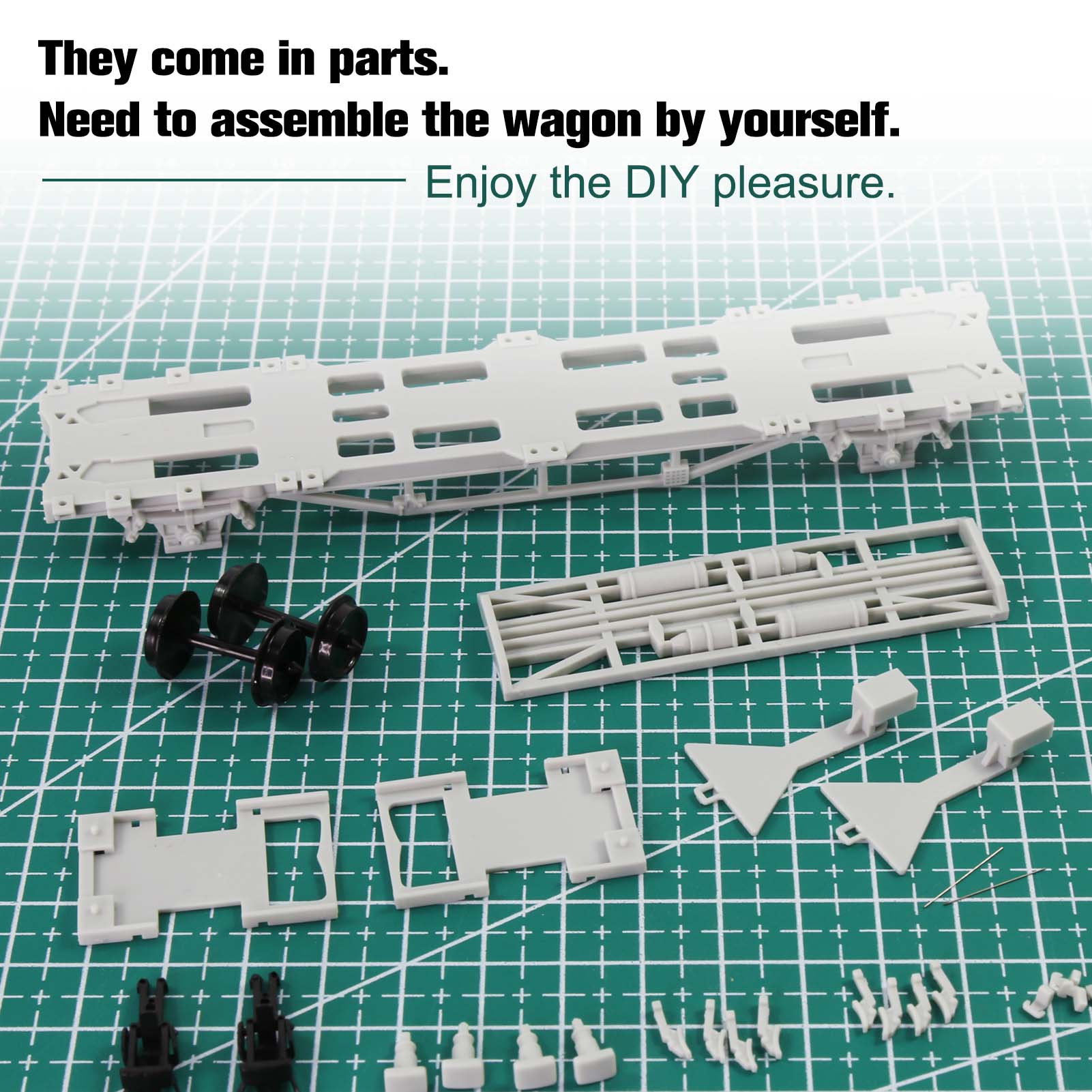 C8761JJ 1 Unit HO Scale 1:87 Model Trains EU Flat Car Disassembled Plastic Wheels