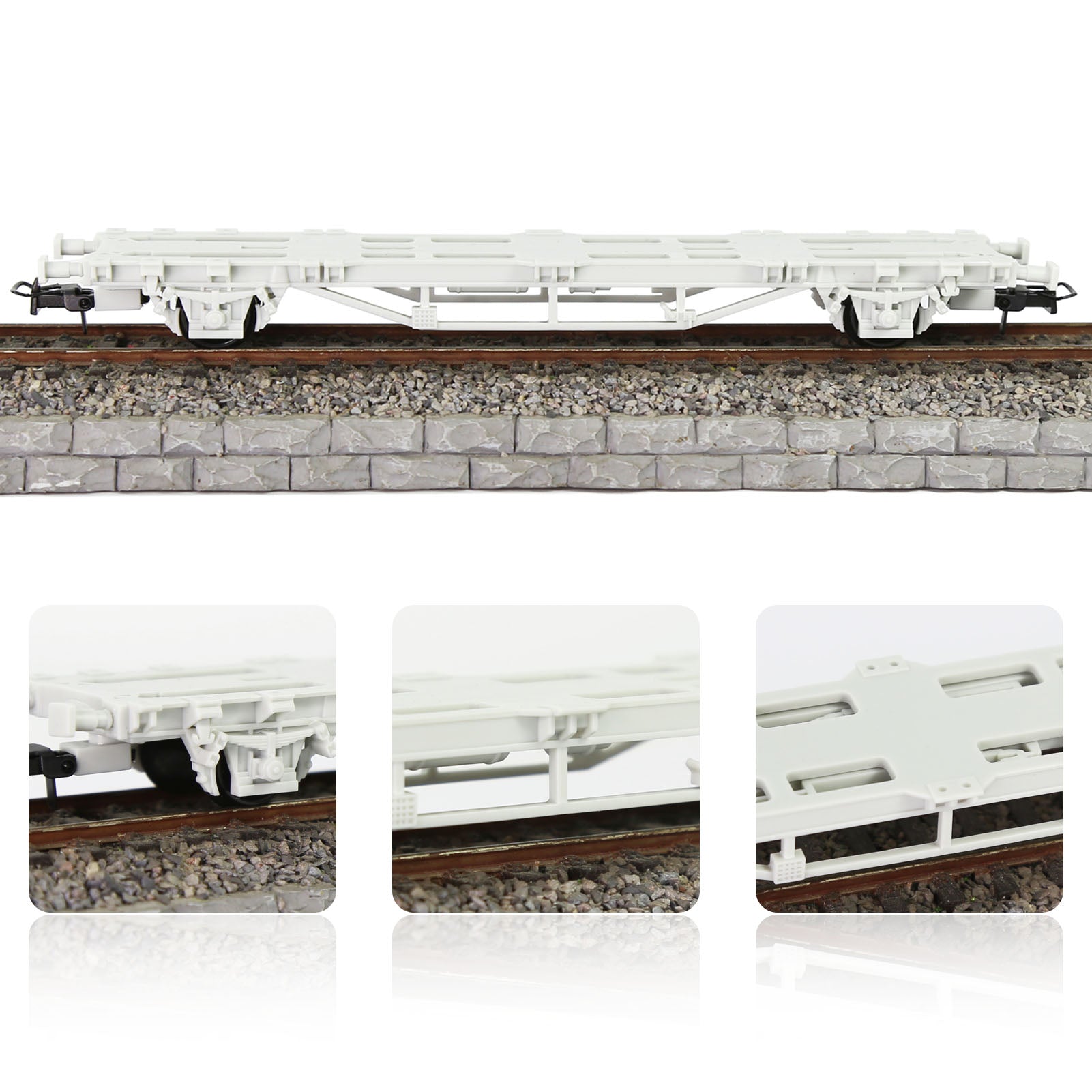 C8761JJ 1 Unit HO Scale 1:87 Model Trains EU Flat Car Disassembled Plastic Wheels