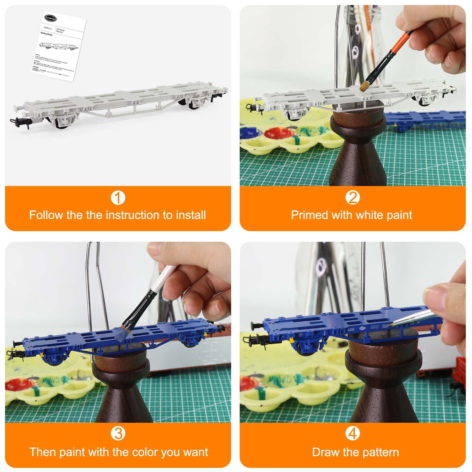 C8761JJ 1 Unit HO Scale 1:87 Model Trains EU Flat Car Disassembled Plastic Wheels