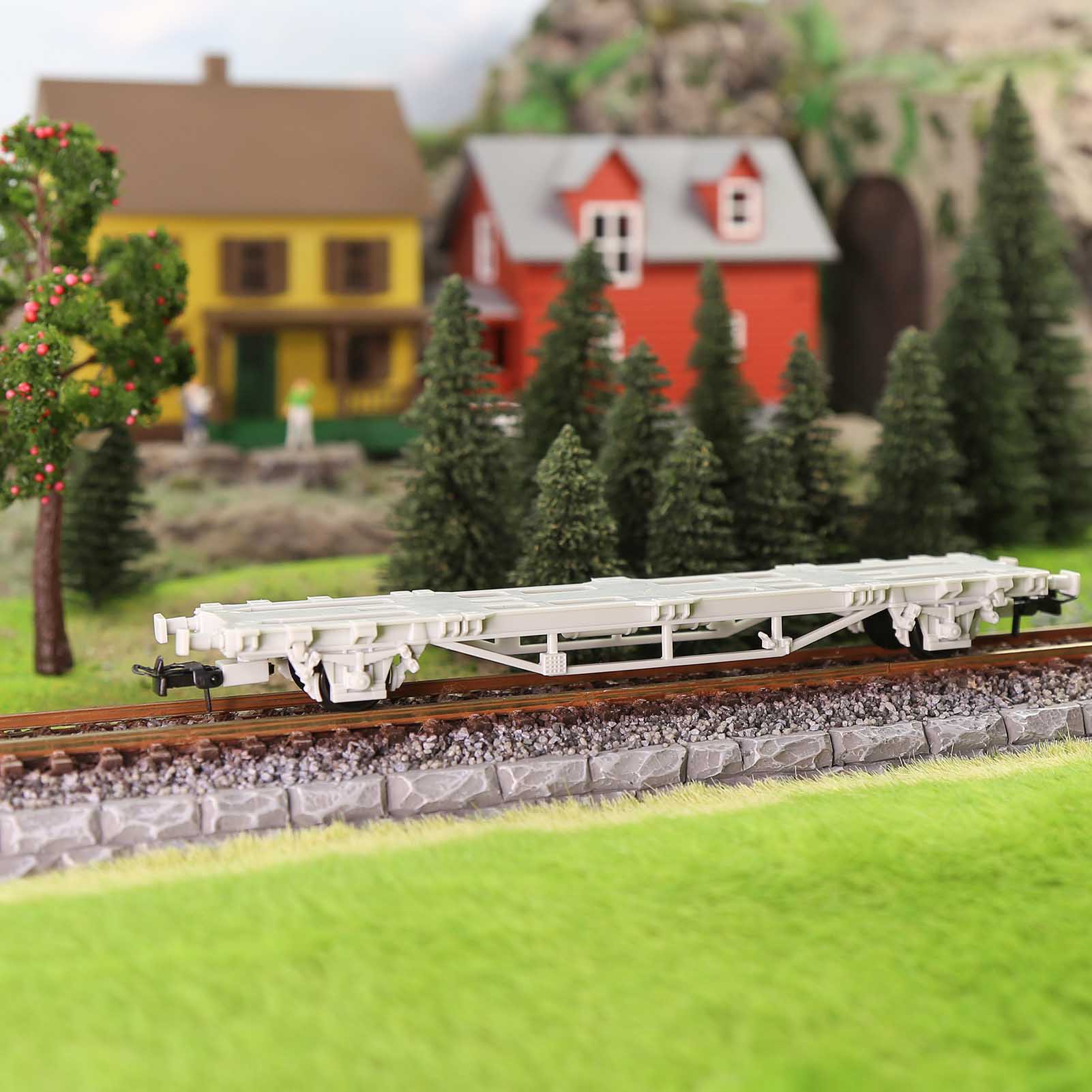 C8761JJ 1 Unit HO Scale 1:87 Model Trains EU Flat Car Disassembled Plastic Wheels