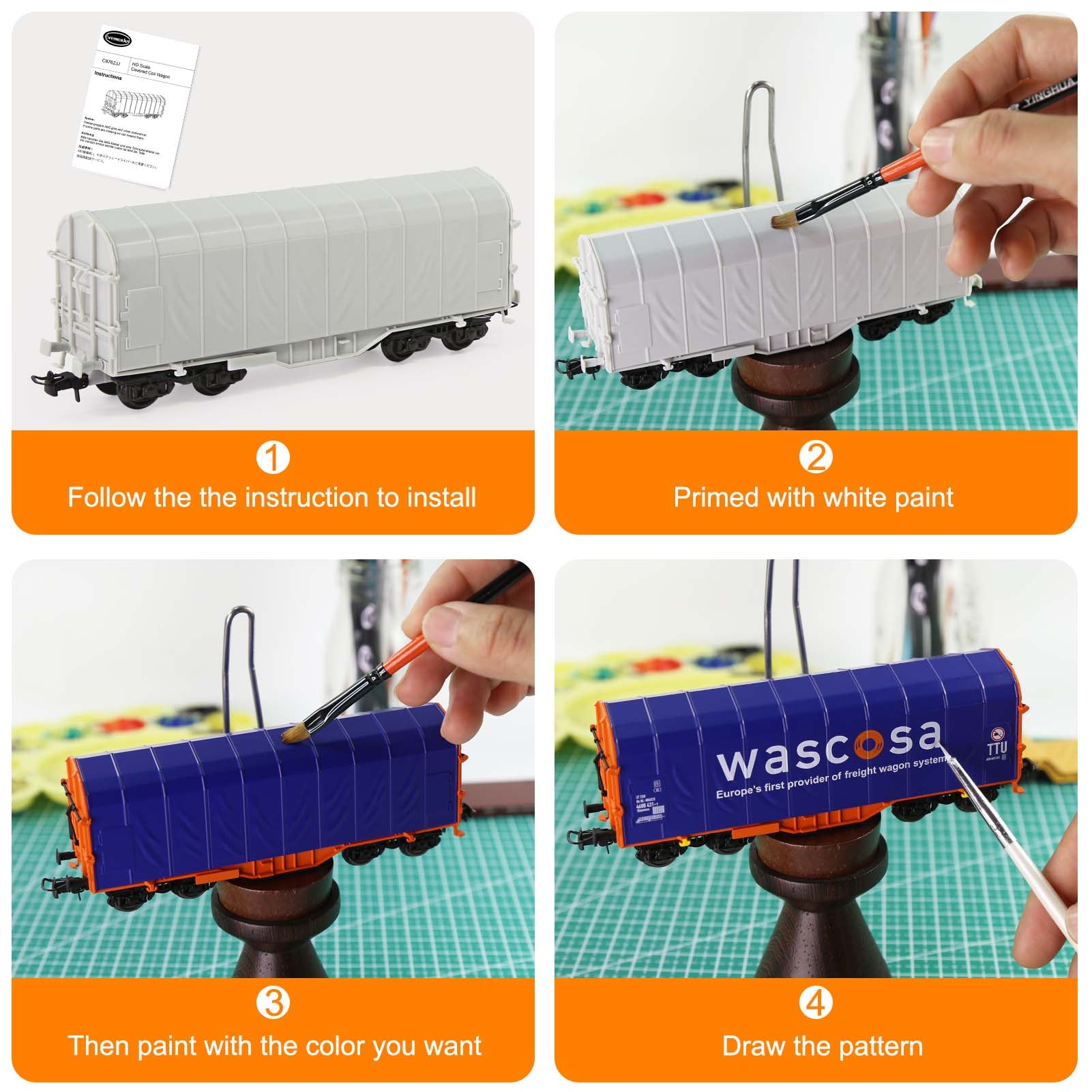 C8762JJ 1 Unit HO Scale 1:87 Blank Disassembled Covered Coil Wagon Model Trains