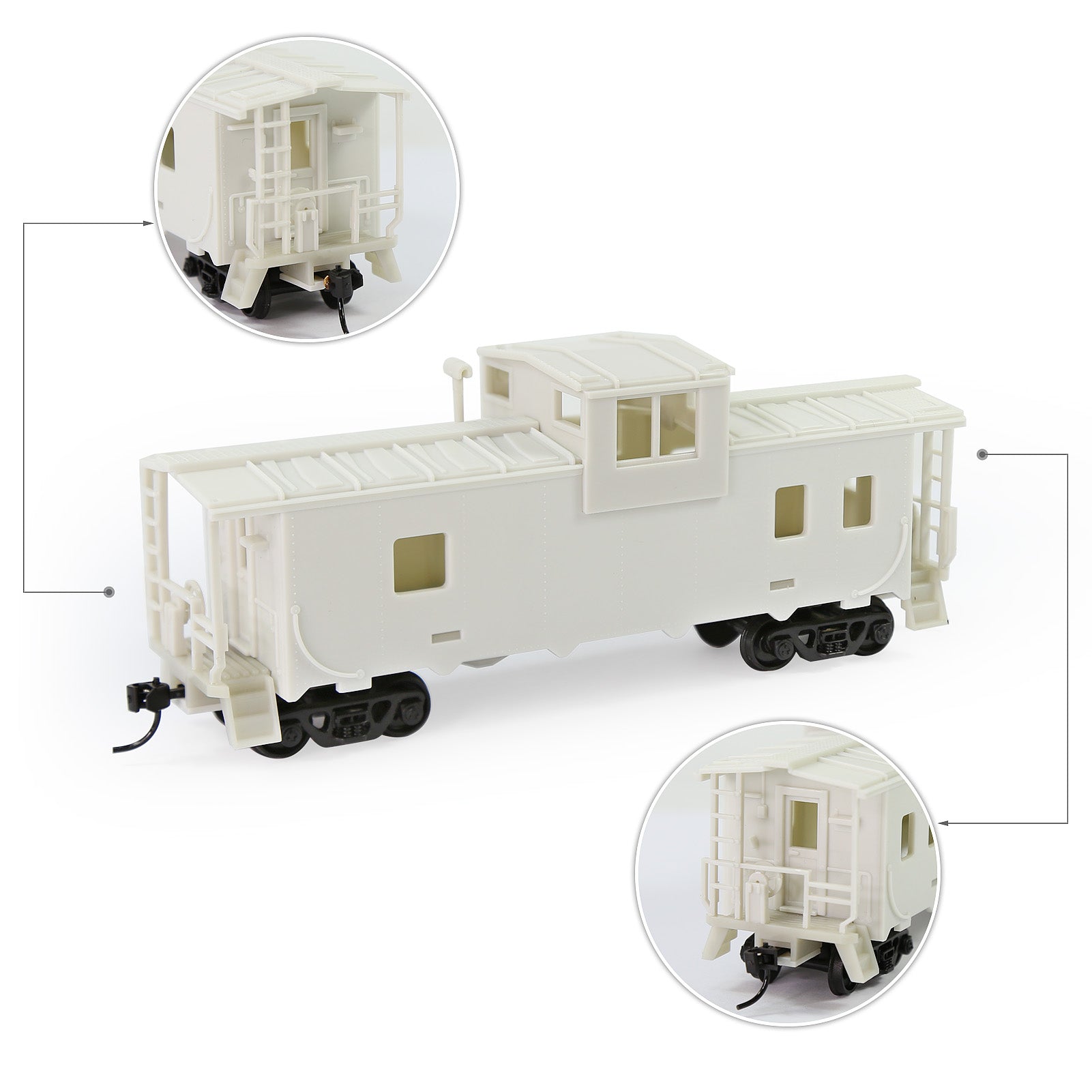 C8763JJ 1pc HO Scale 1:87 Blank Unpainted Unassembled 36' Wide Vision Caboose