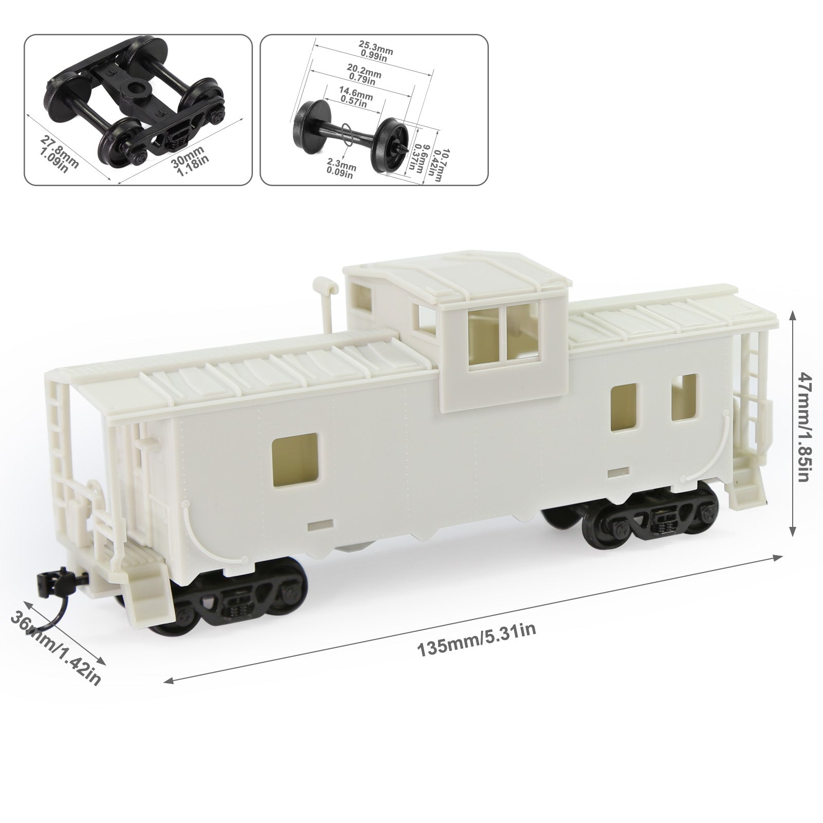C8763JJ 1pc HO Scale 1:87 Blank Unpainted Unassembled 36' Wide Vision Caboose