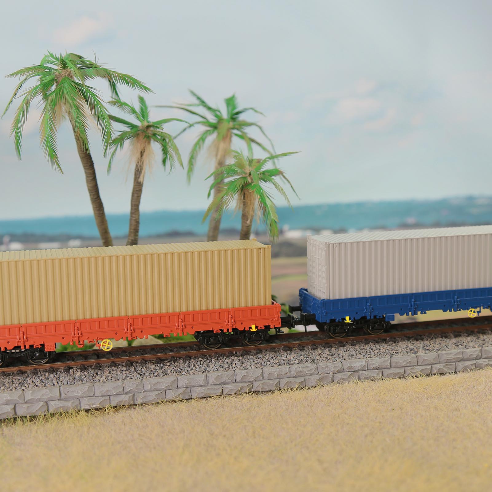 C8764 1 Unit HO Scale 1:87 40' Low-side Car Model Wagon Painted