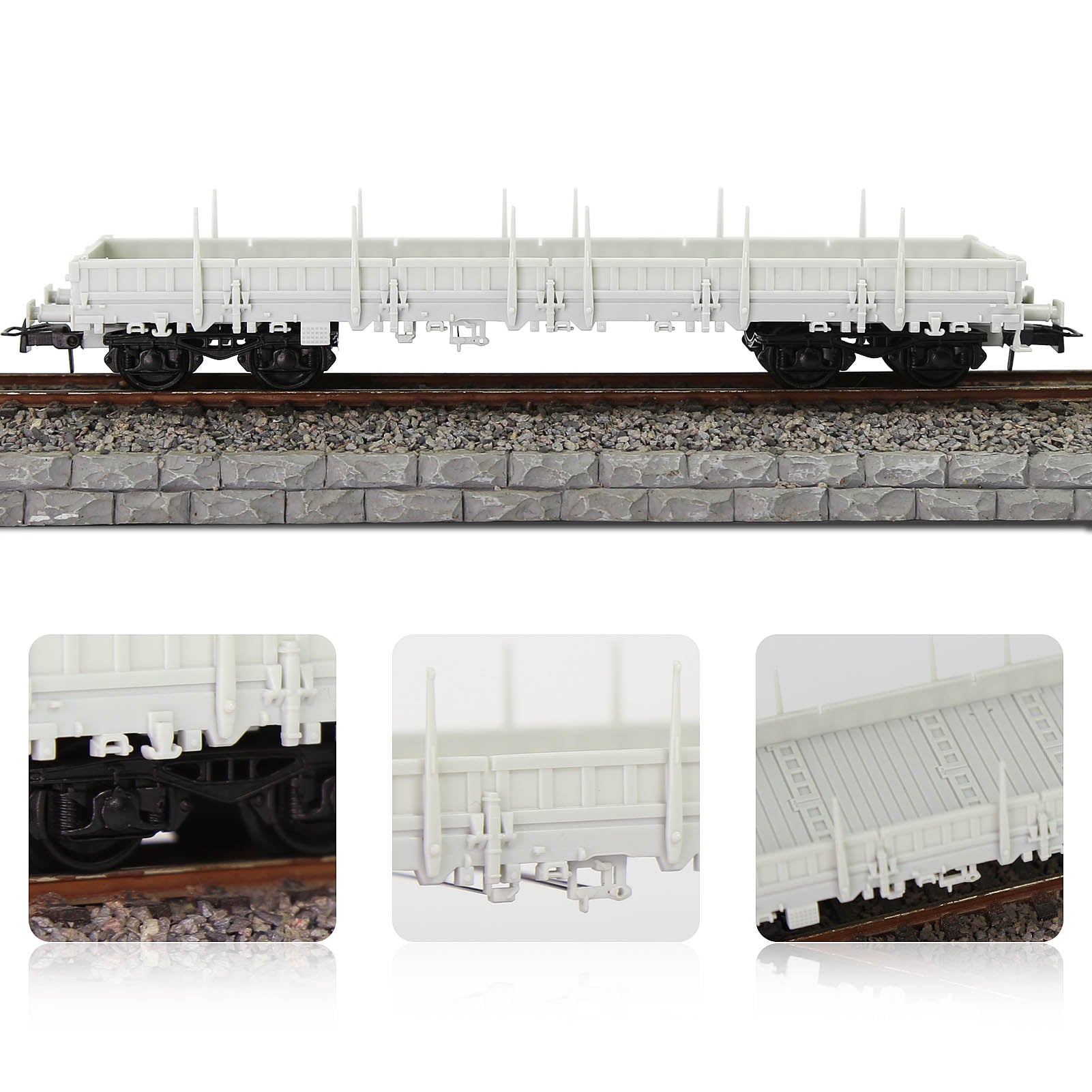 C8764JJ 1pc HO Scale 1:87 Blank Unpainted Unassembled 40' Low-side Flat Car DIY