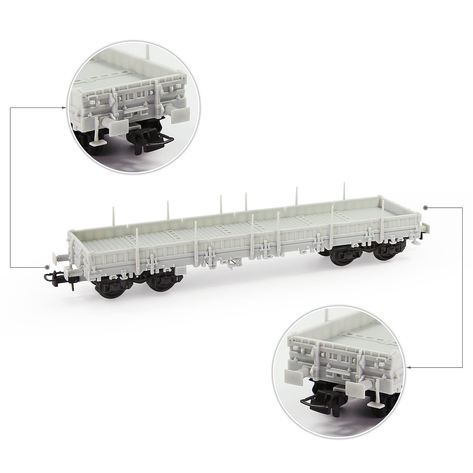 C8764JJ 1pc HO Scale 1:87 Blank Unpainted Unassembled 40' Low-side Flat Car DIY