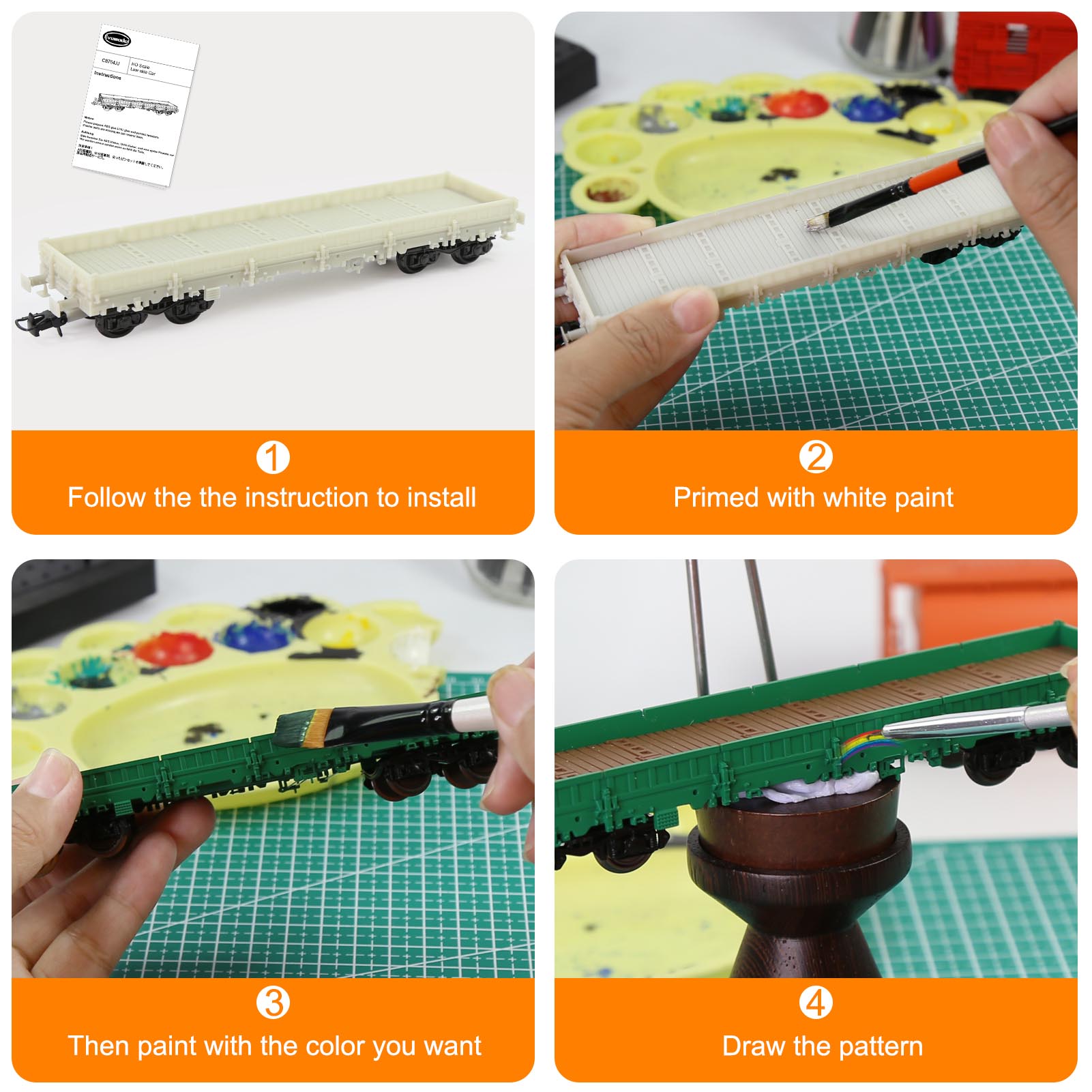 C8764JJ 1pc HO Scale 1:87 Blank Unpainted Unassembled 40' Low-side Flat Car DIY